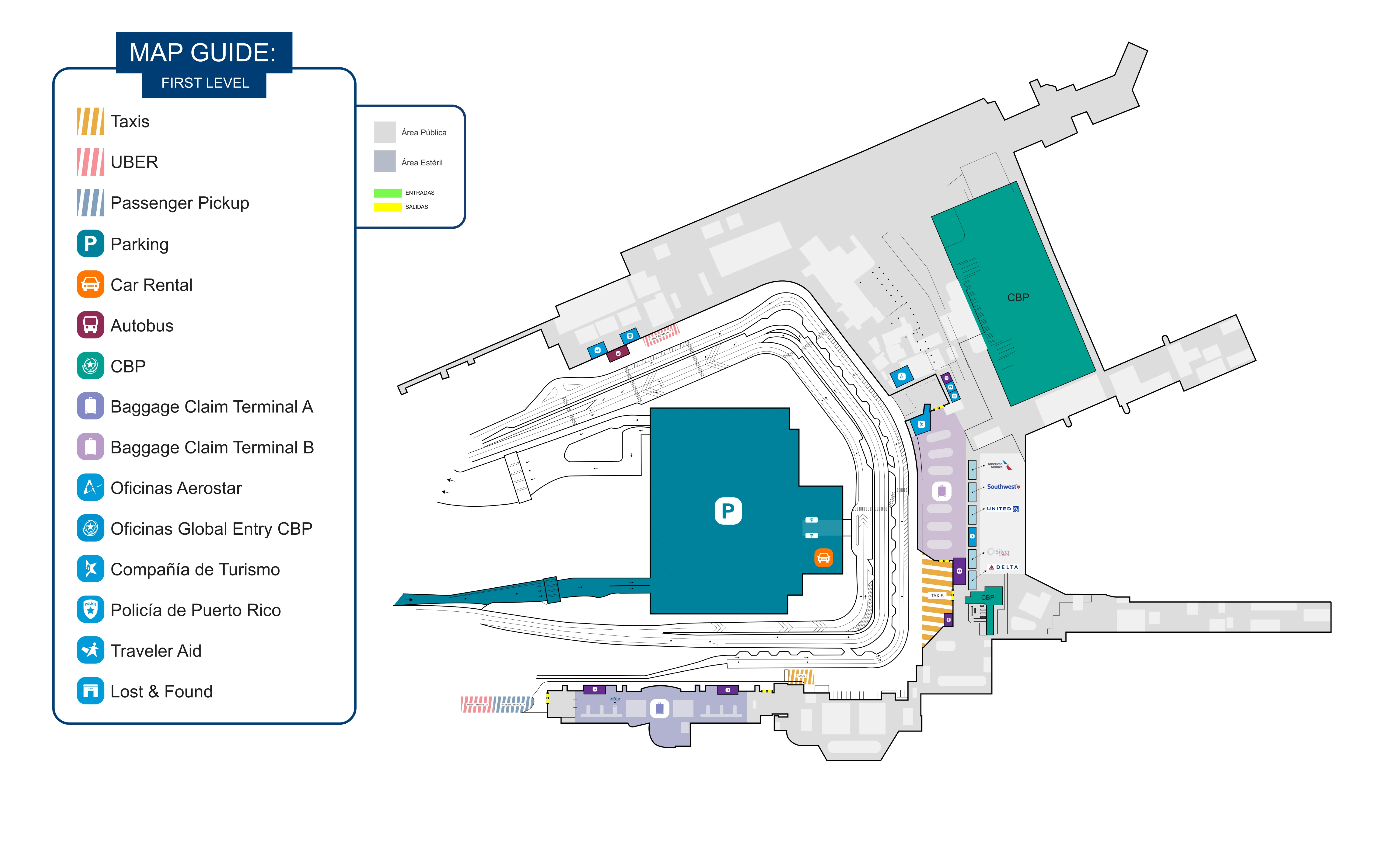 Luis Munoz Marin International Airport First Level Map 2025