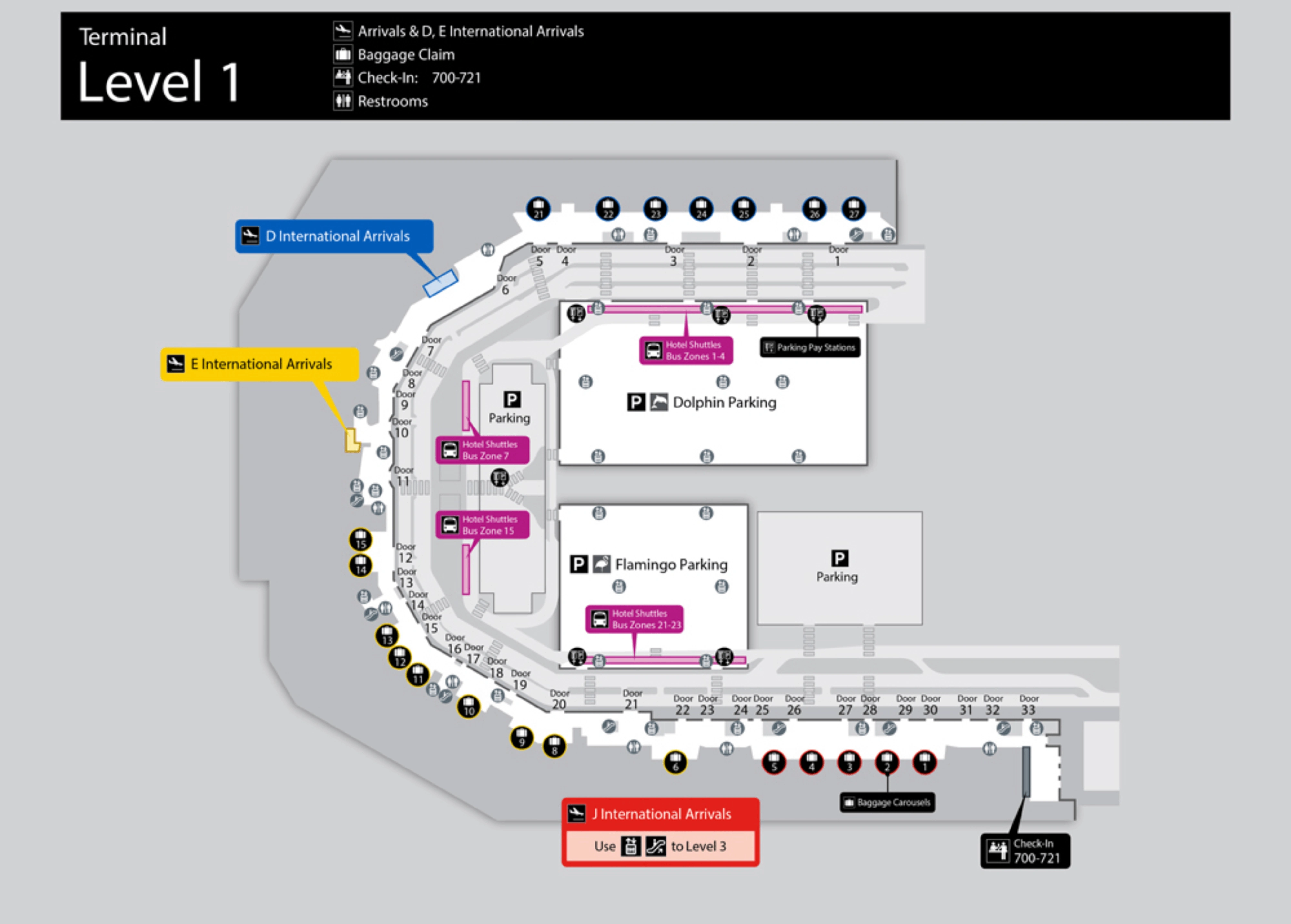 Miami International Airport Terminal Baggage Claim Level 1 Map 2025