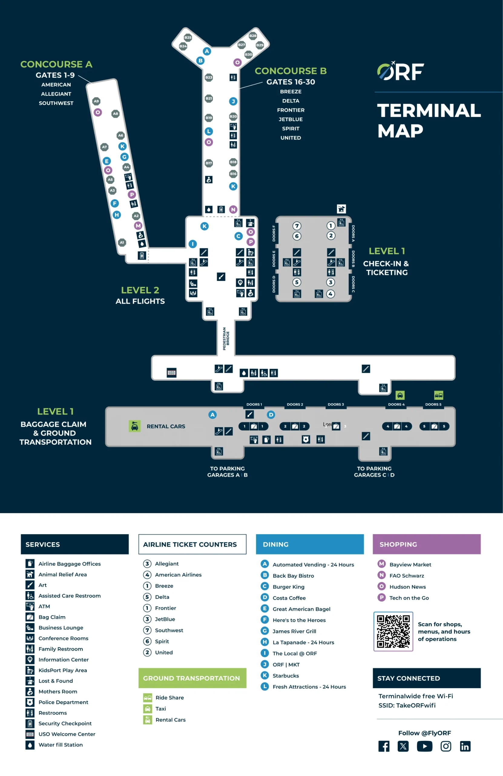 Norfolk International Airport Terminal Map 2025