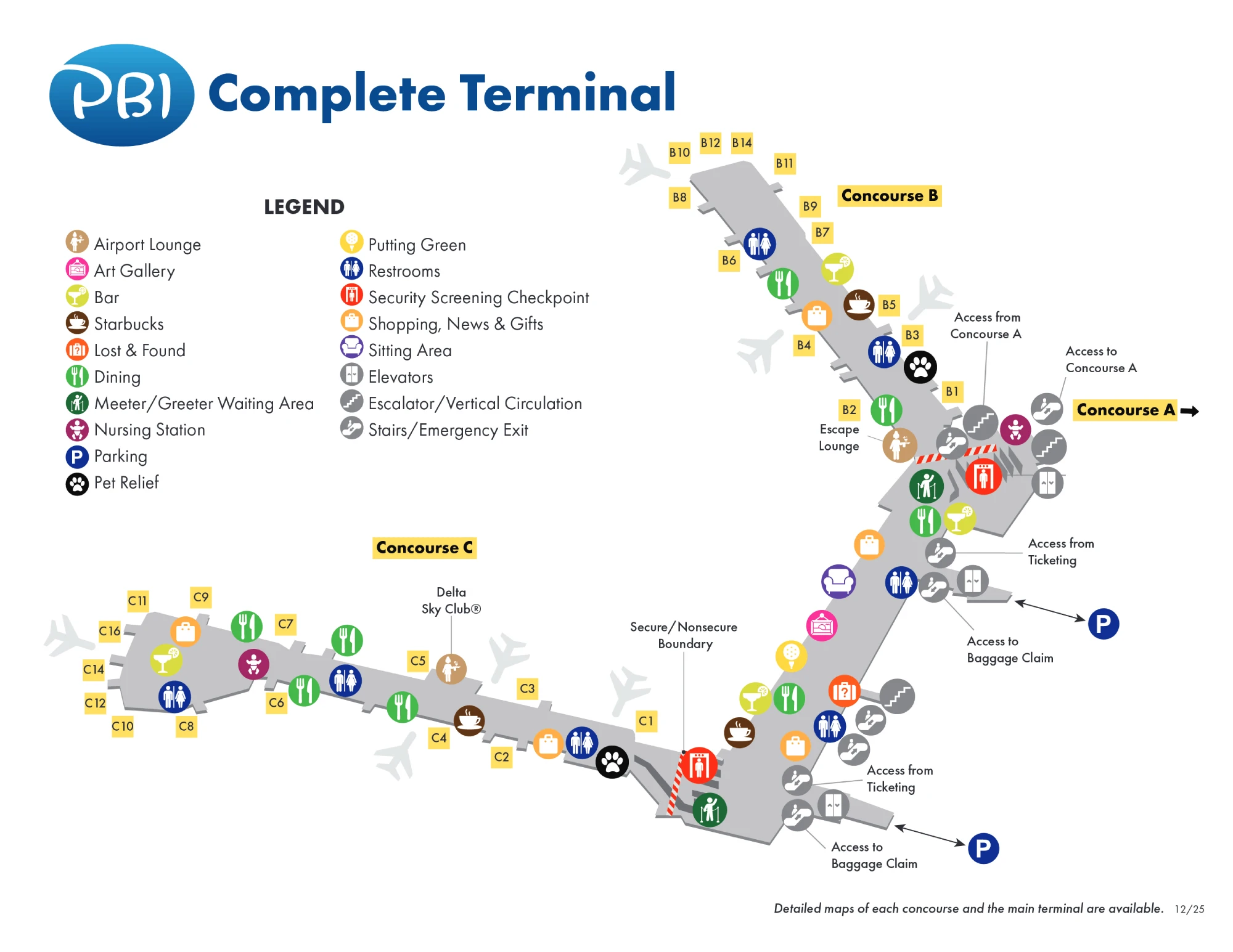 Palm Beach International Airport Complete Terminal Map 2025-2026