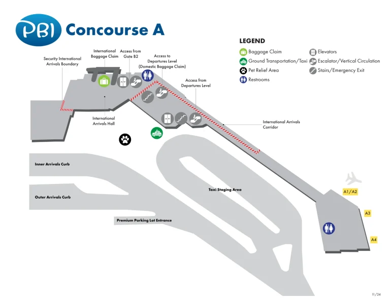 Palm Beach International Airport Concourse A Terminal Map 2025