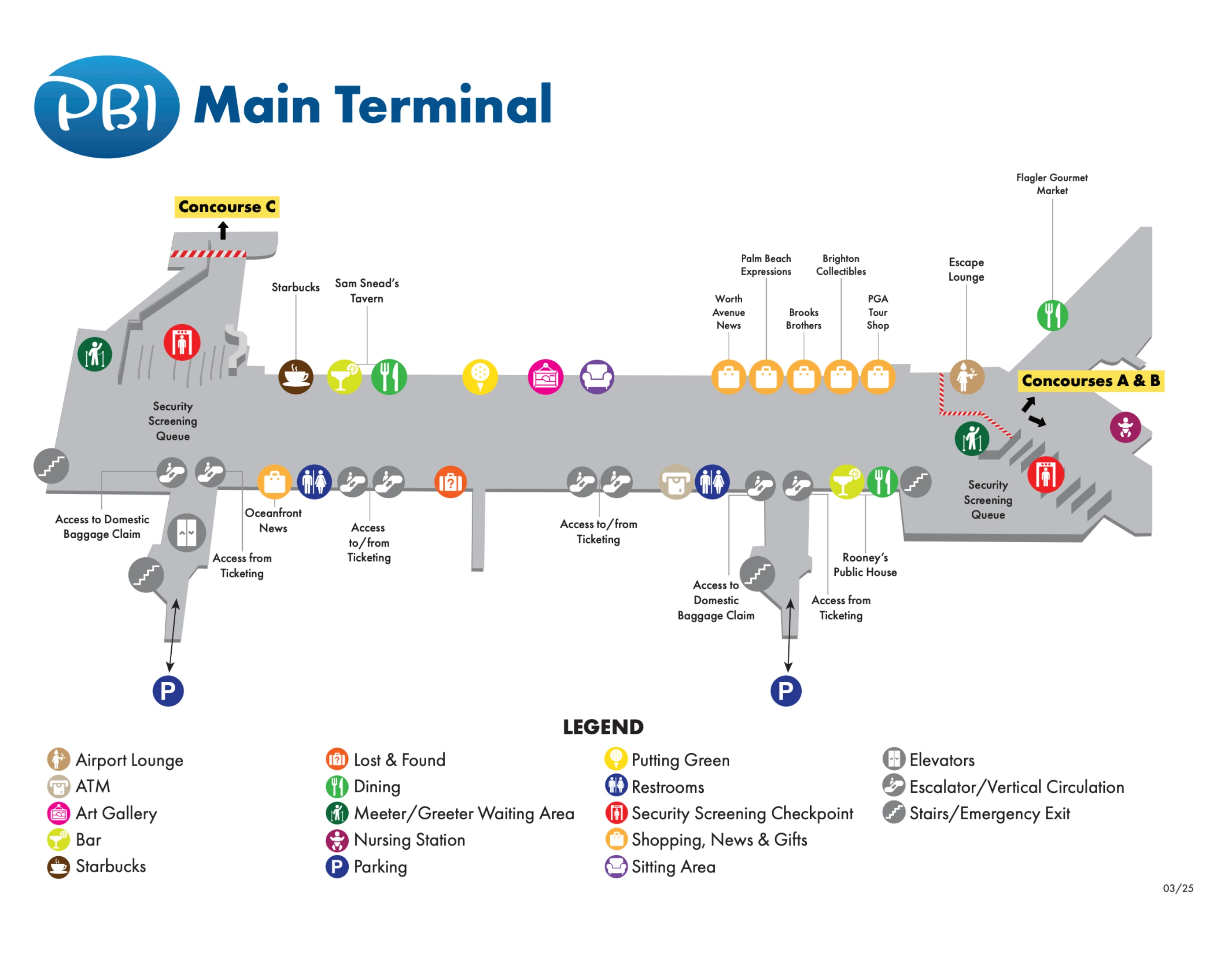 Palm Beach International Airport Main Terminal Map 2025-2026
