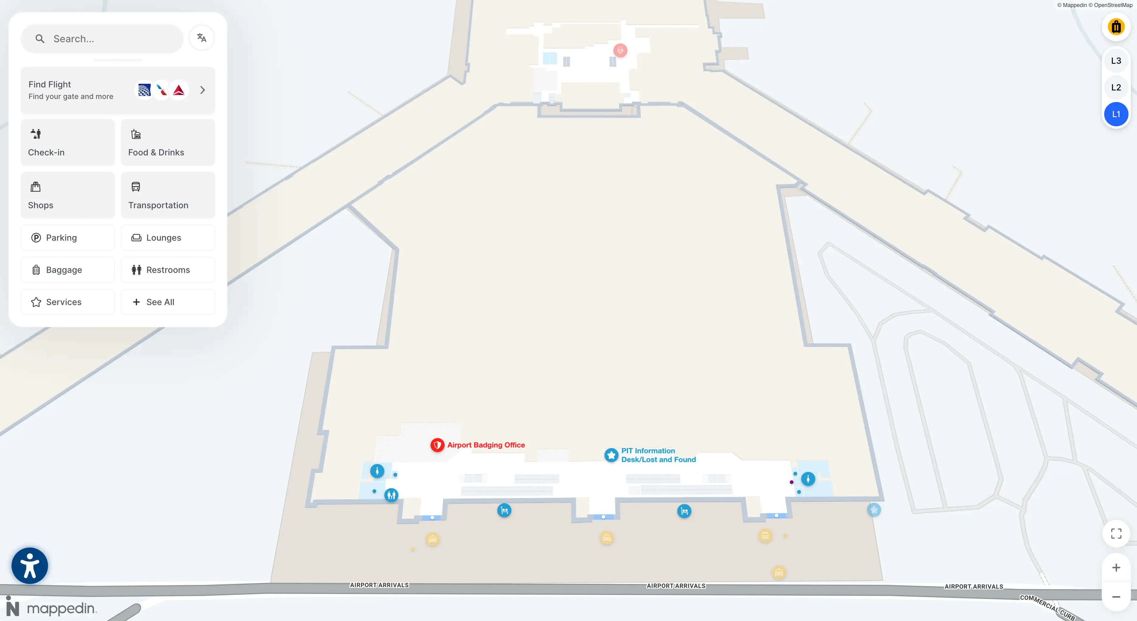 Pittsburgh International Airport Level 1 Ticketing Map 2025