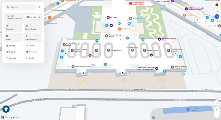 Pittsburgh International Airport Level 2 Baggage Claim Map 2025
