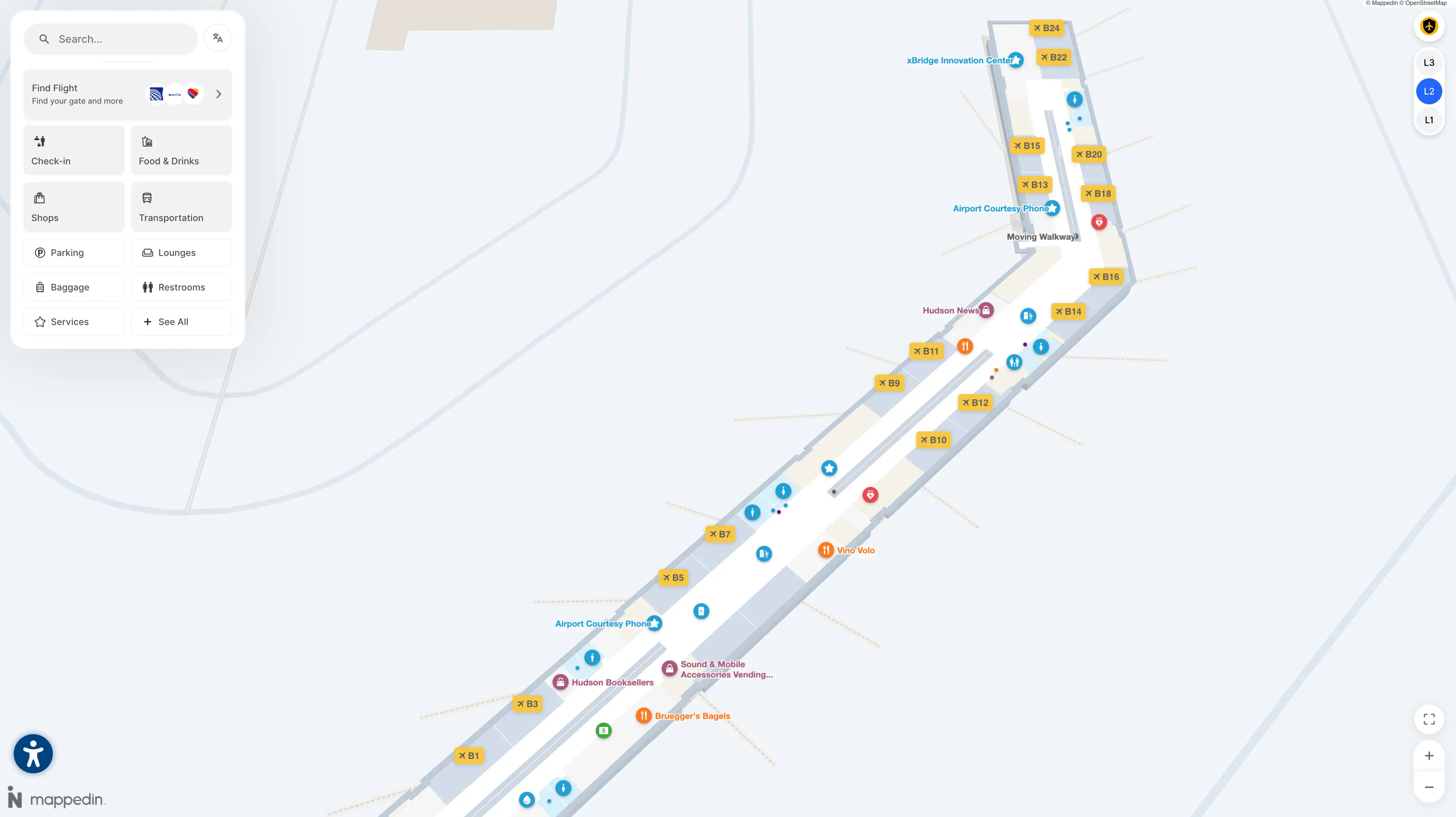 Pittsburgh International Airport Level 2 Gates B Map 2025