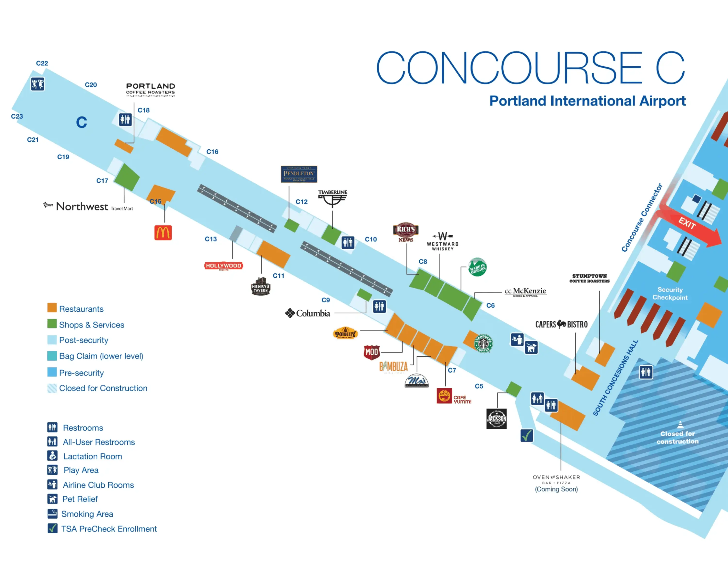 Portland International Airport Concourse C Map 2025