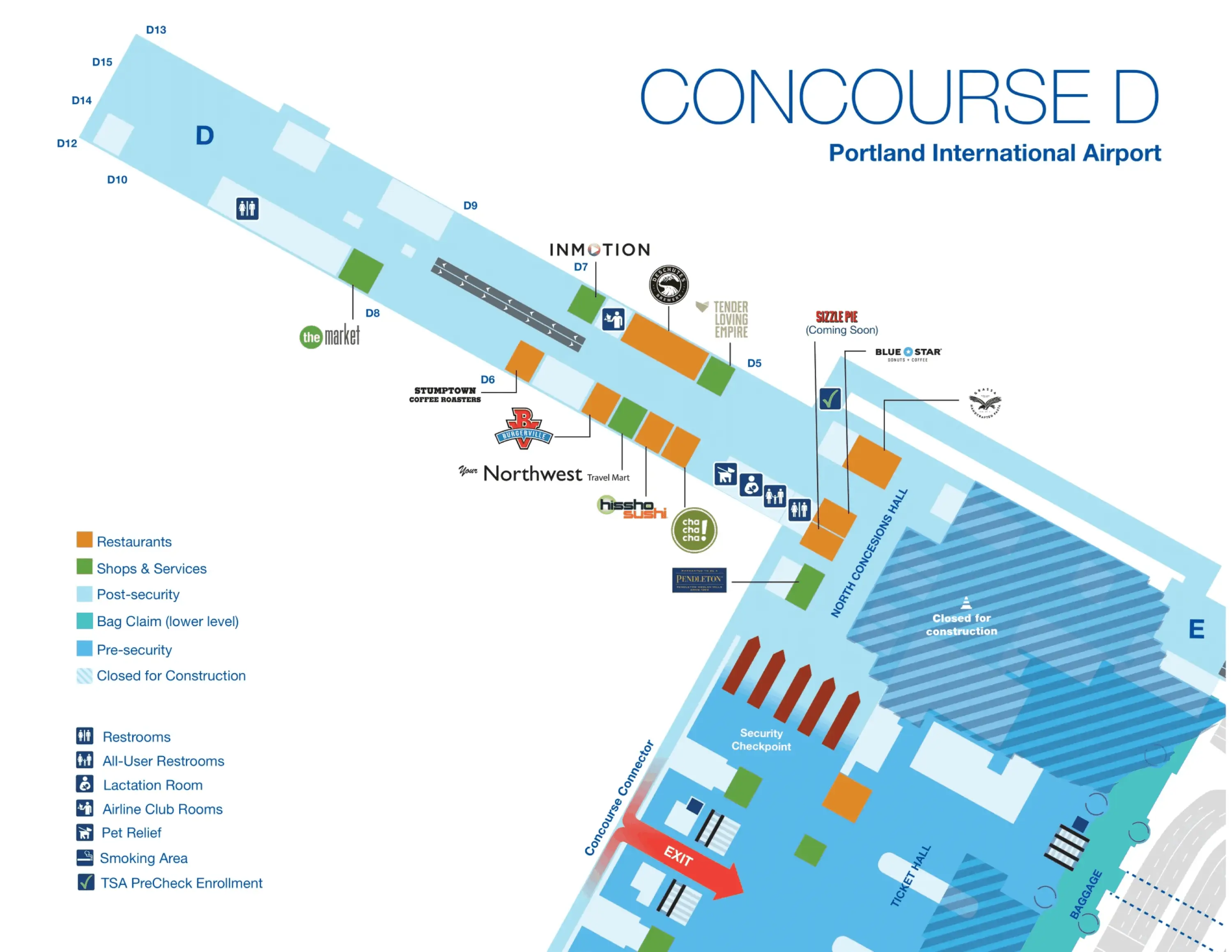 Portland International Airport Concourse D Map 2025