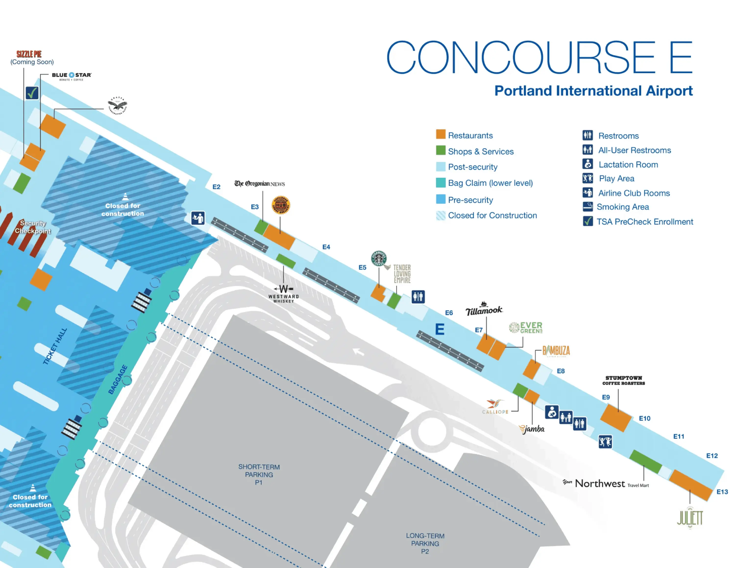 Portland International Airport Concourse E Map 2025