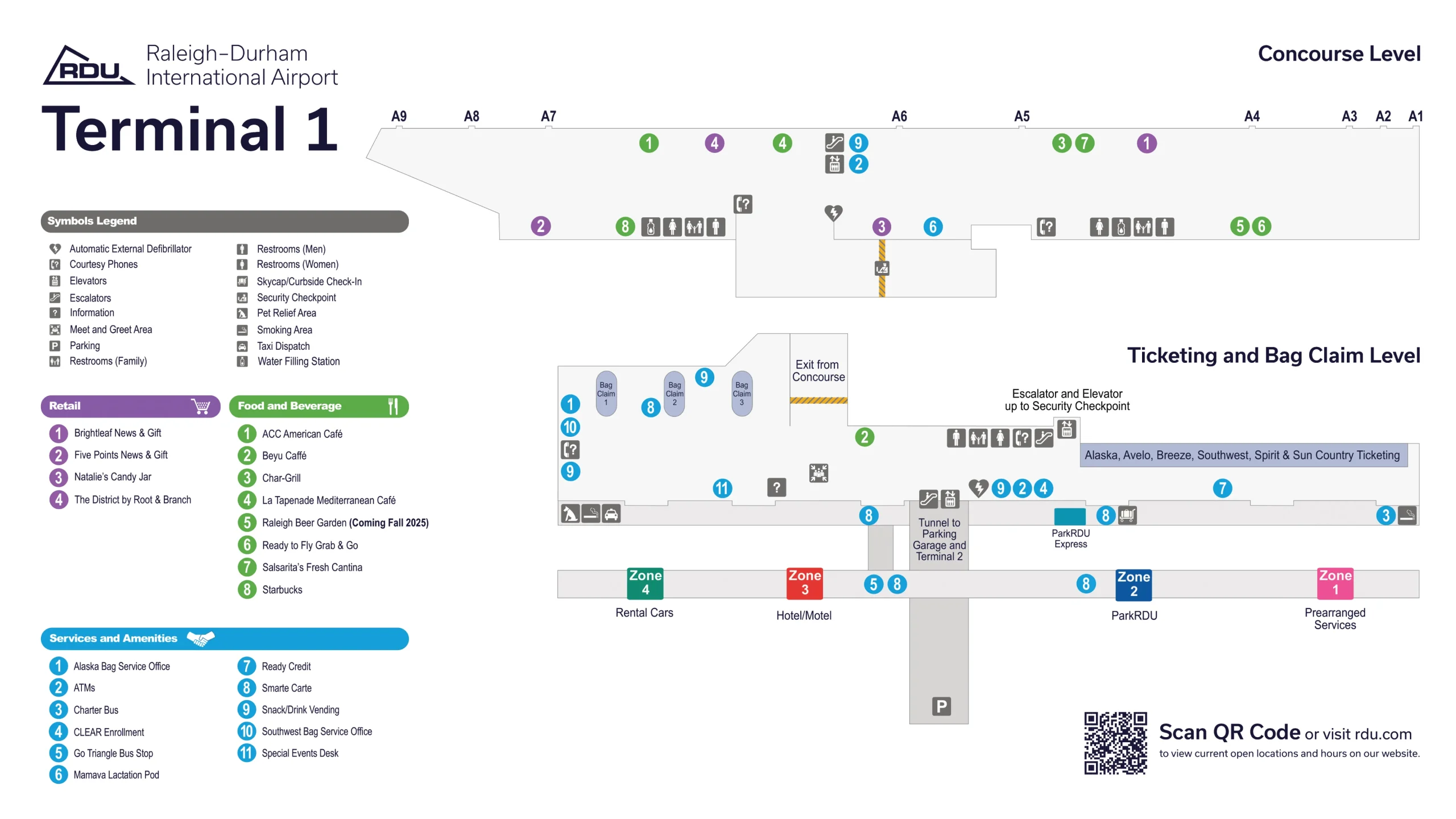 Raleigh Durham International Airport Terminal 1 Map 2025