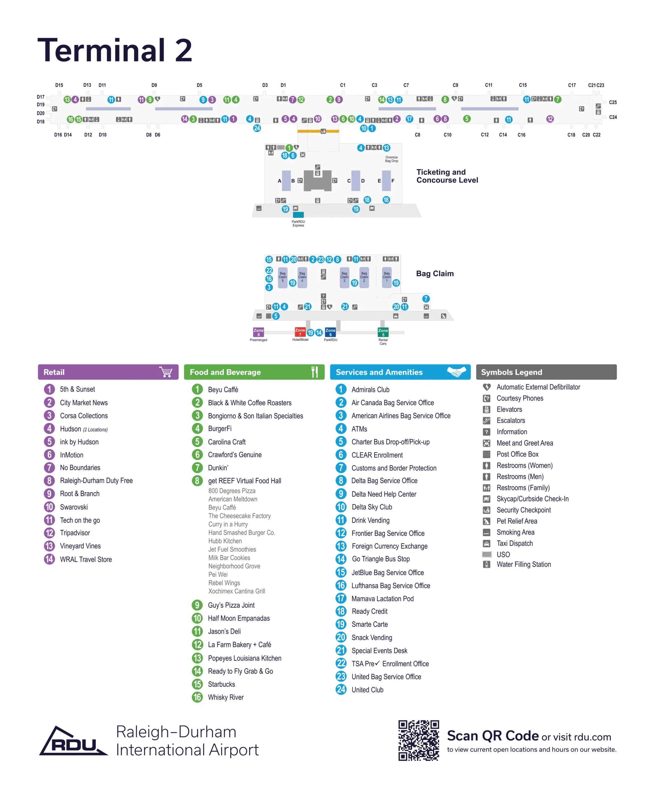 Raleigh Durham International Airport Terminal 2 Map 2025