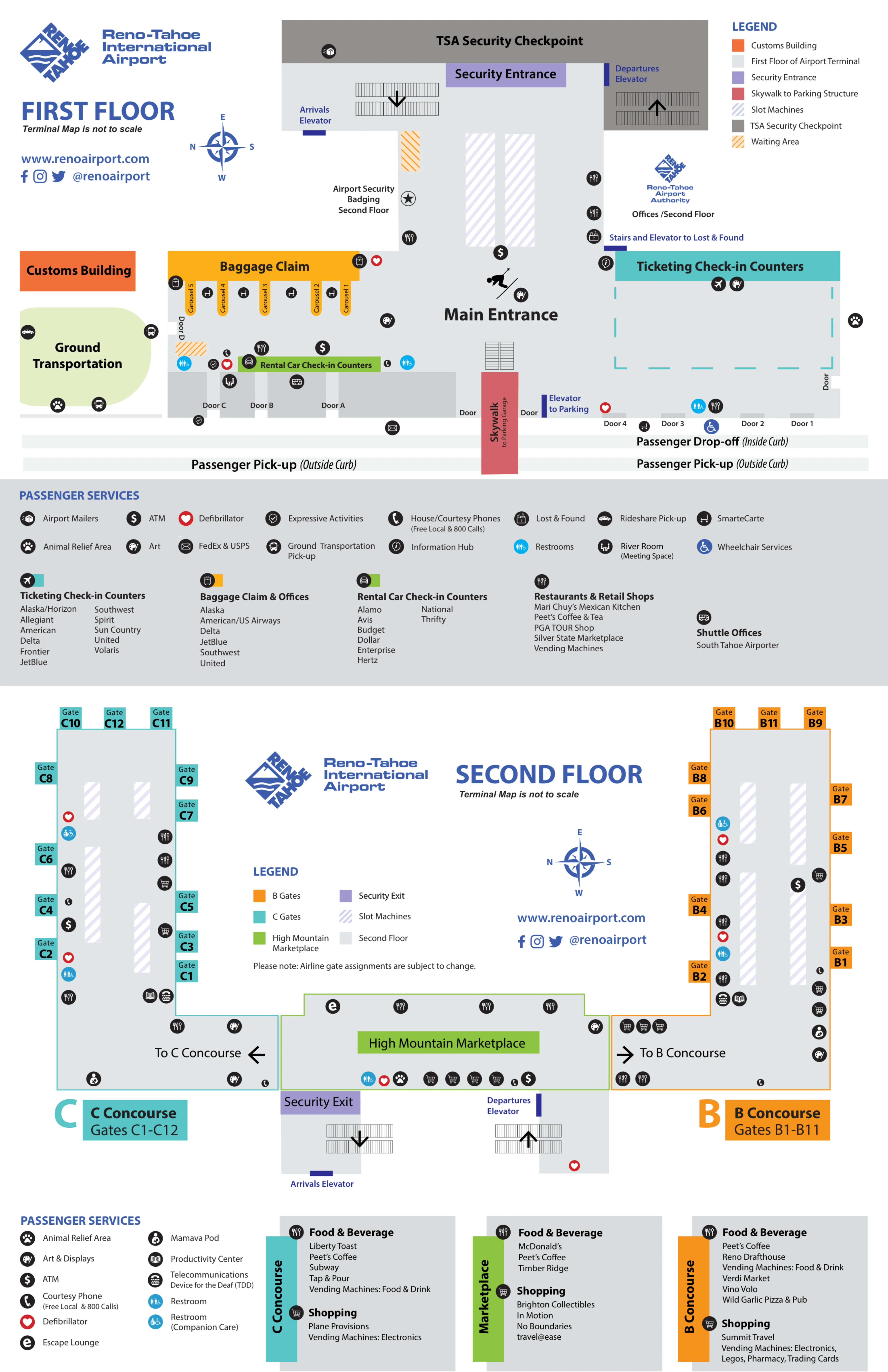 Reno Tahoe International Airport Map 2026