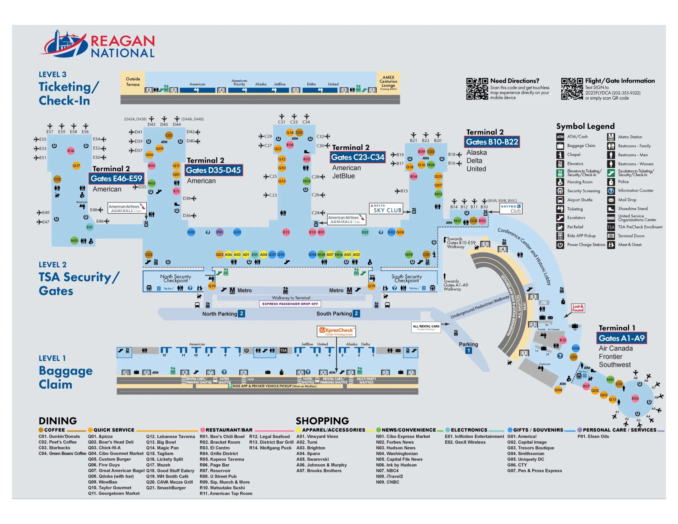 Ronald Reagan Washington National Airport Map 2022