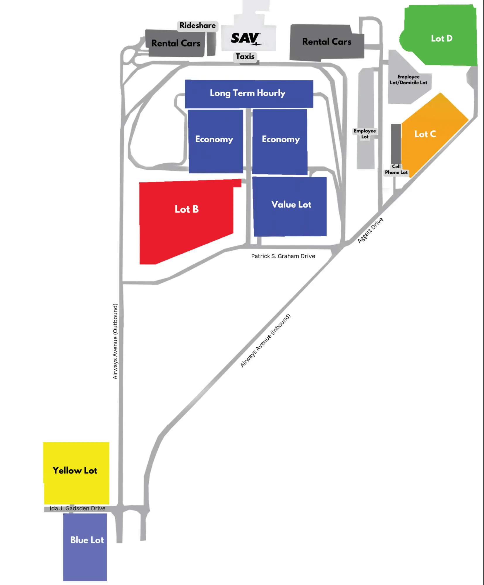 SAV Airport Terminal Parking Map 2024