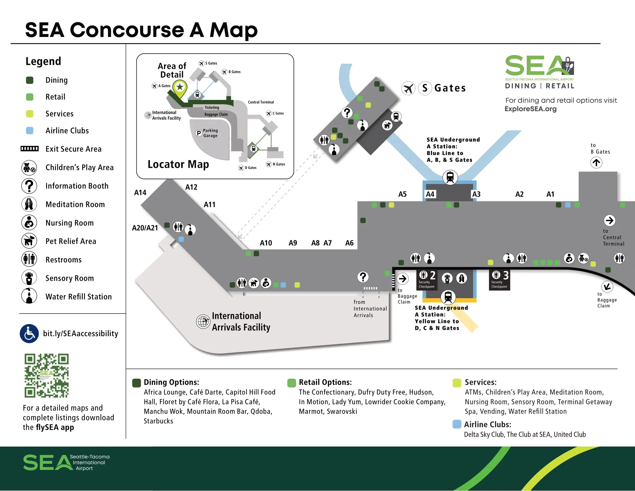 Seattle–Tacoma International Airport Concourse A Map 2025