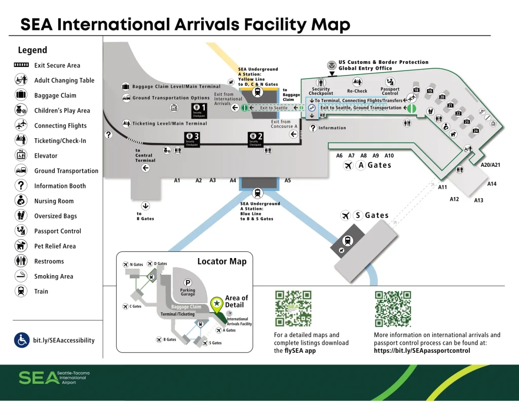 Seattle–Tacoma International Airport International Arrivals Map 2025