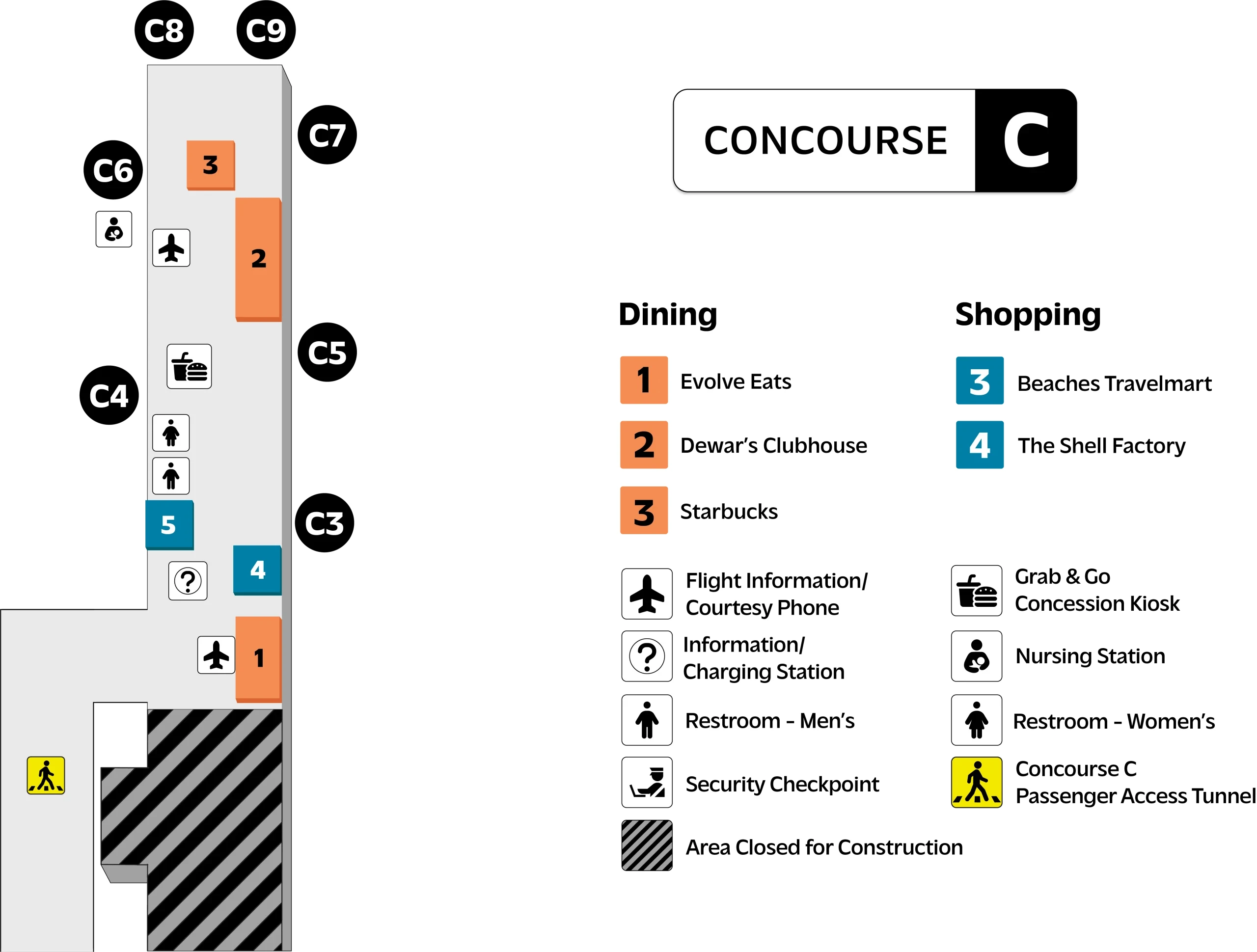 Southwest Florida International Airport Concourse C Map 2026