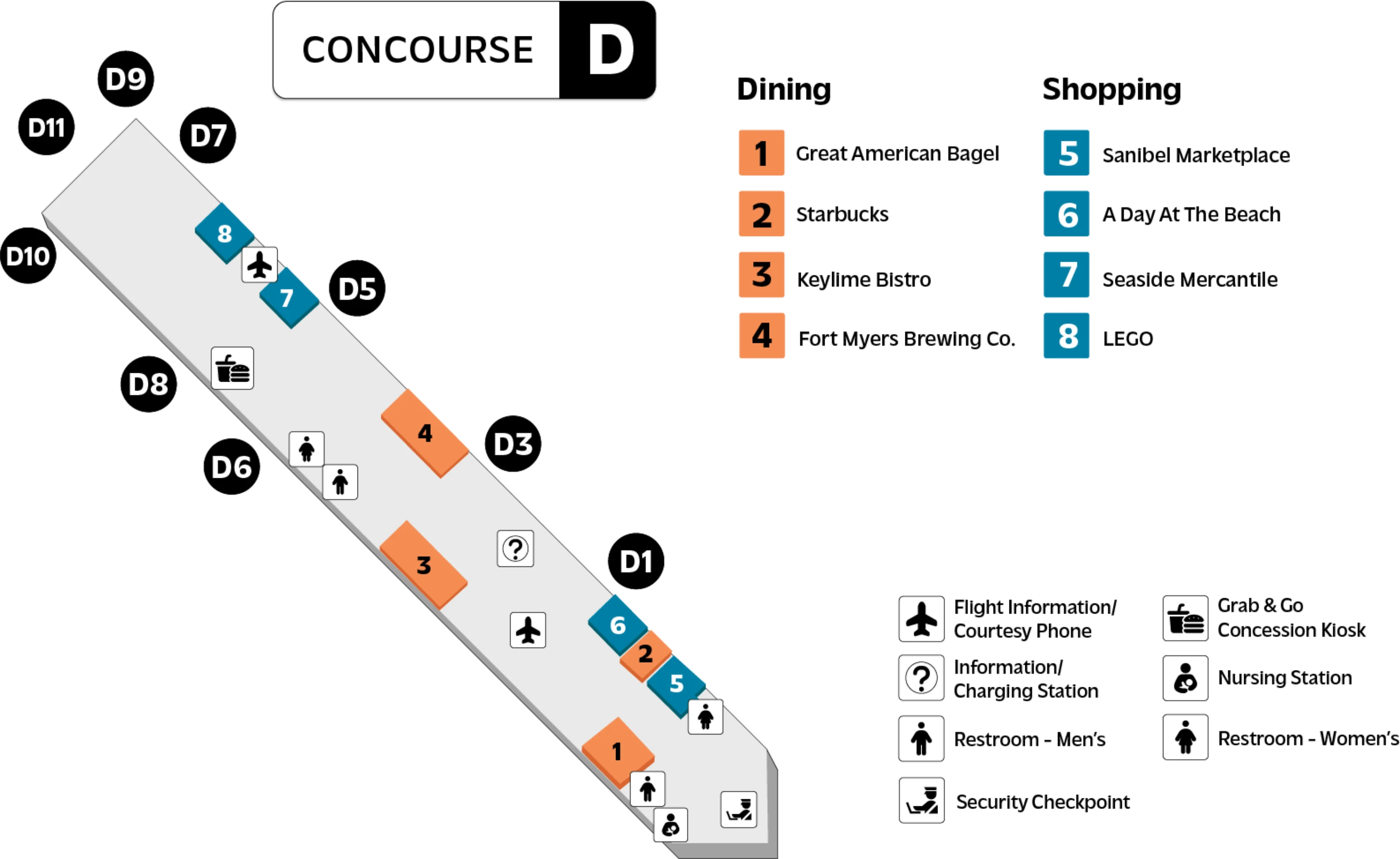 Southwest Florida International Airport Concourse D Map 2026