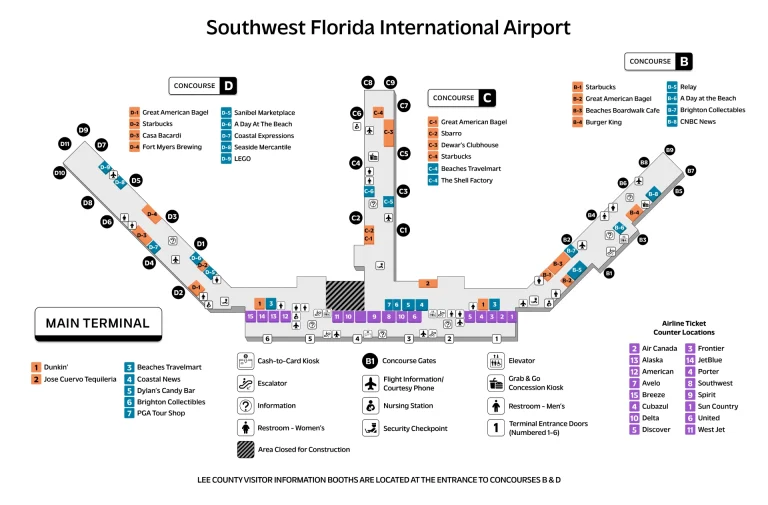 Southwest Florida International Airport Terminal Map 2025