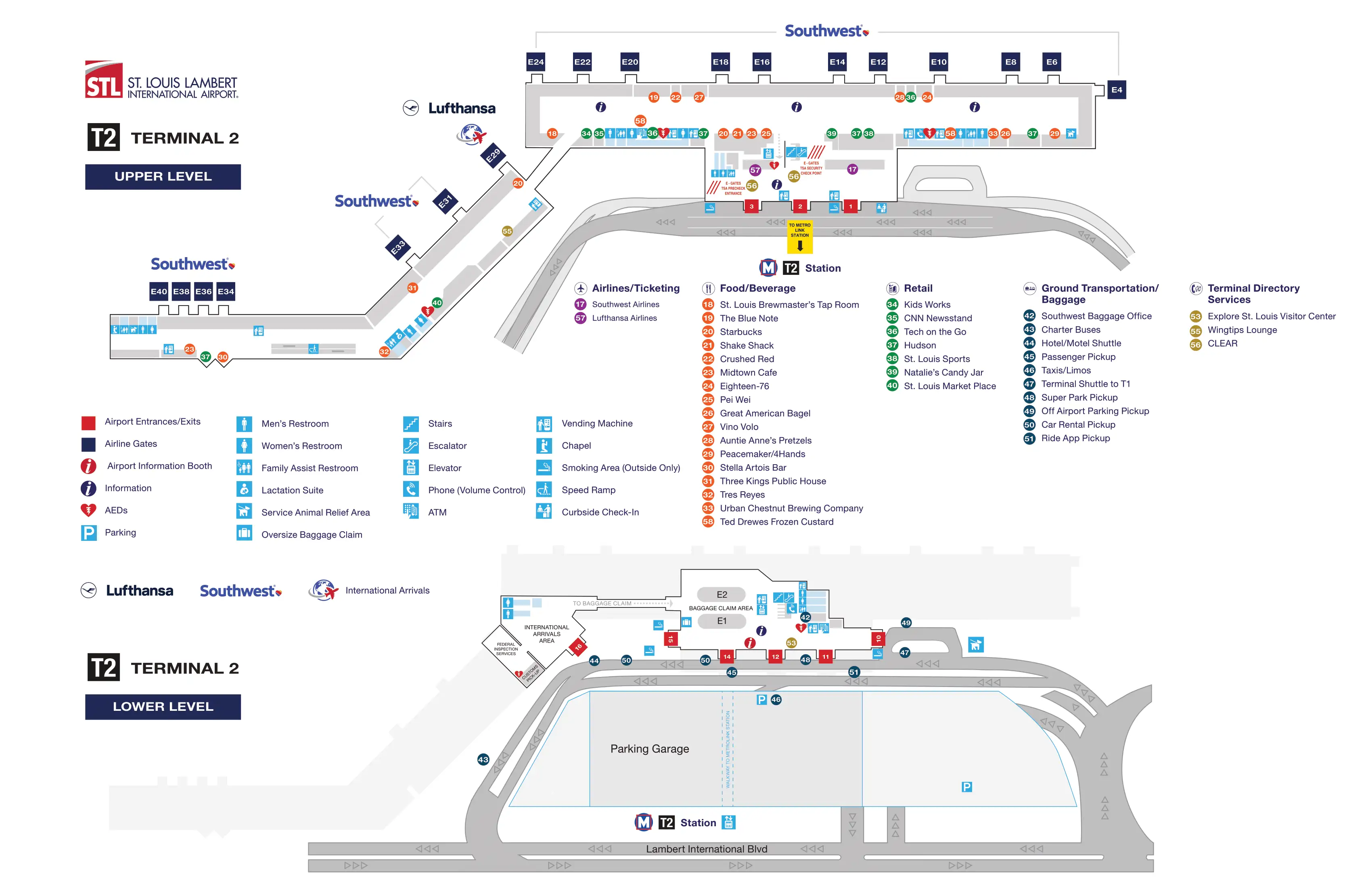 St. Louis Lambert International Airport Terminal 2 Map 2025