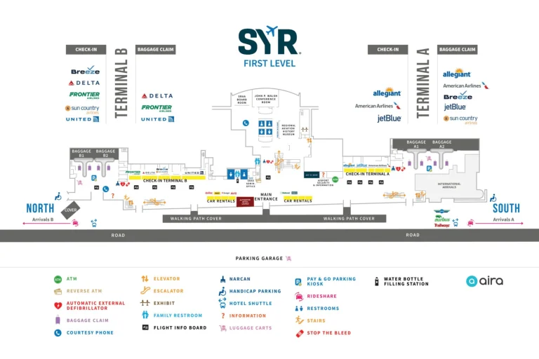 Syracuse Hancock International Airport Level 1 Map 2025-2026