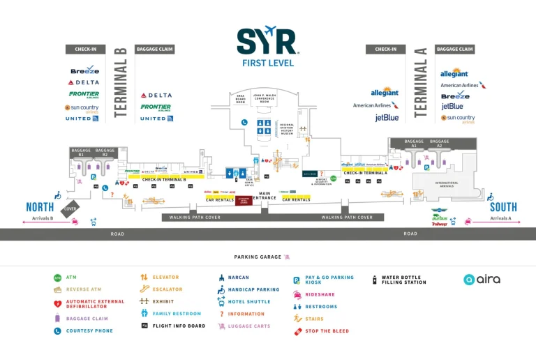 Syracuse Hancock International Airport Terminal First Level Map 2025