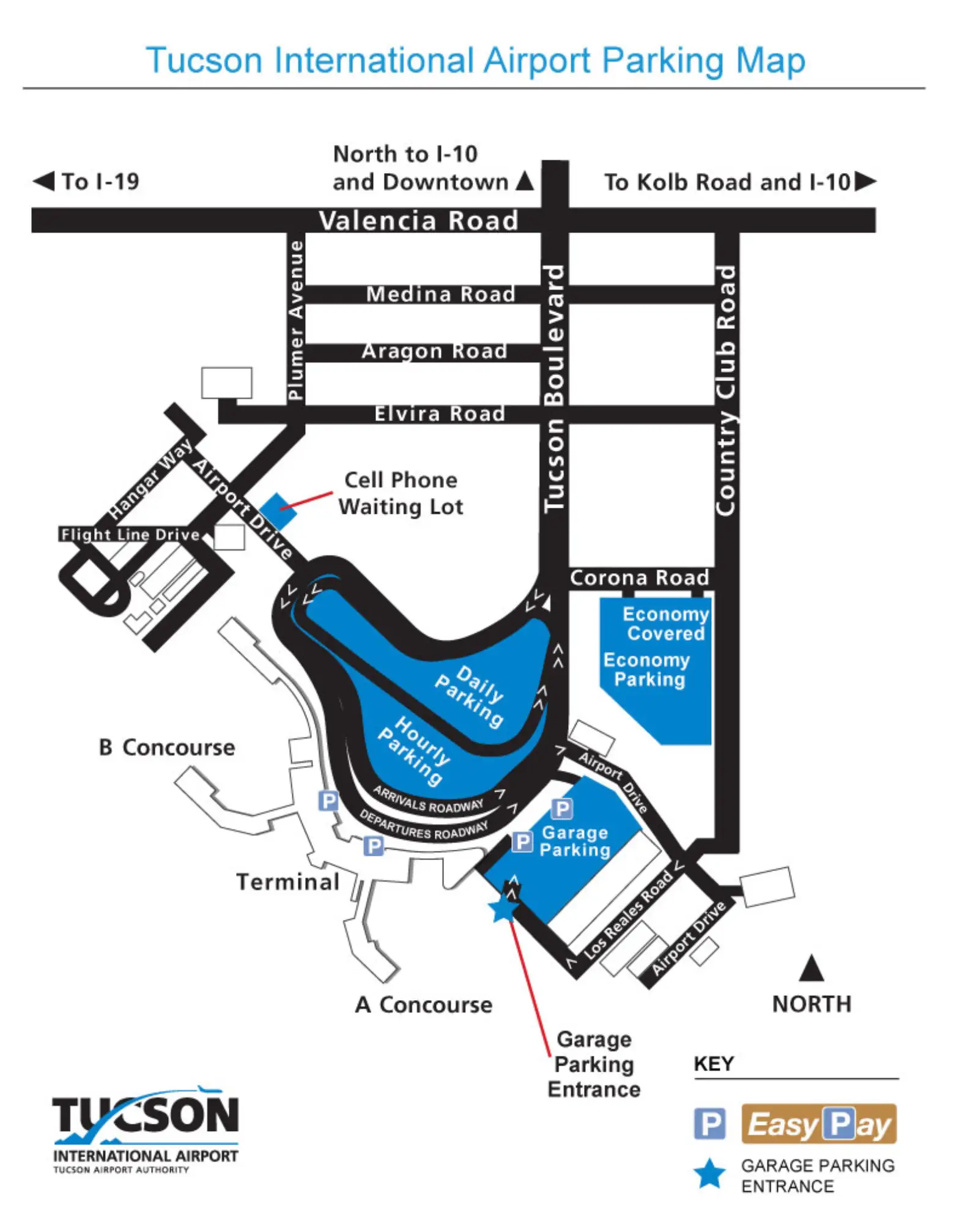 Tucson International Airport Terminal Parking Map 2024