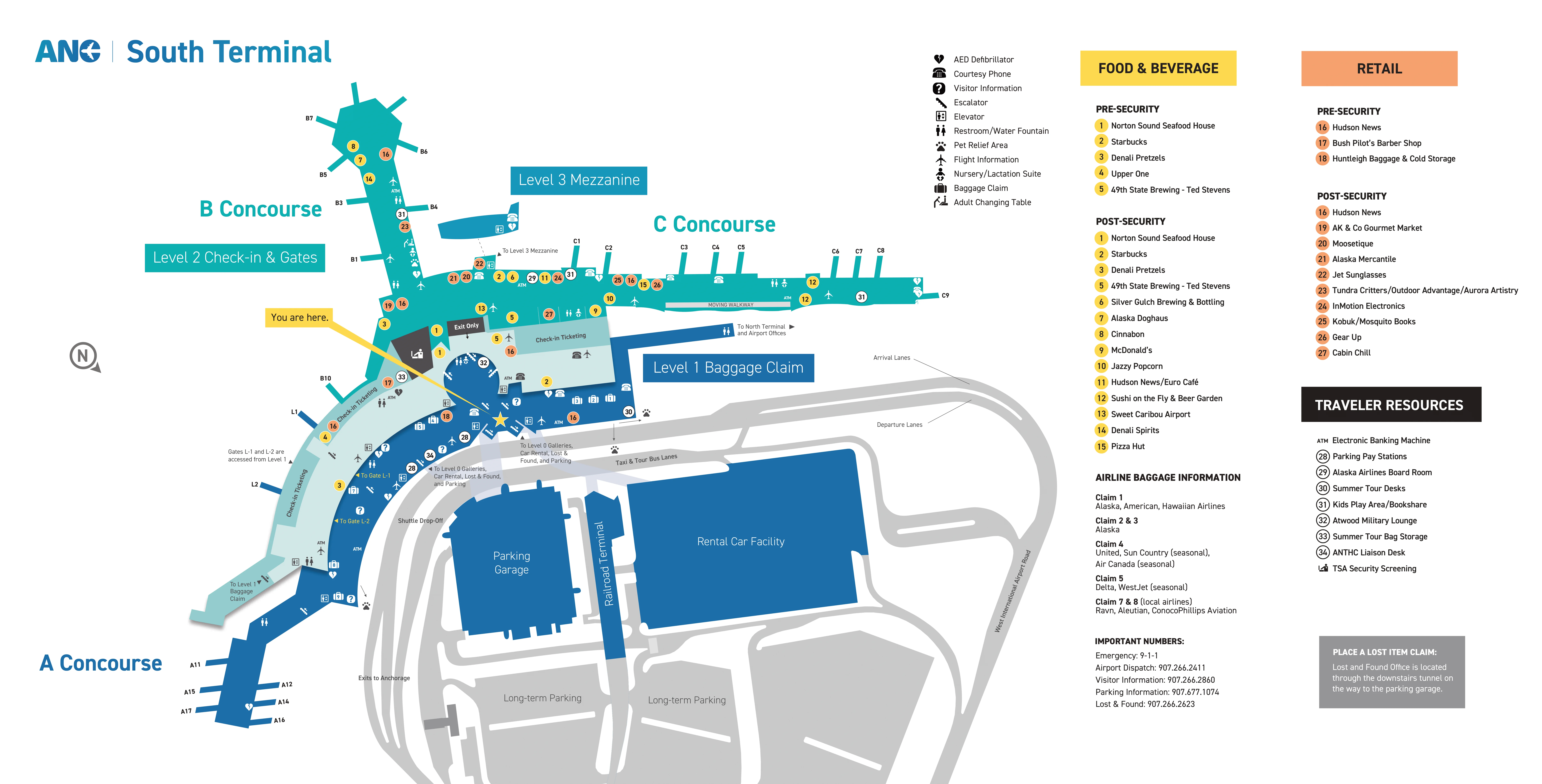 Ted Stevens Anchorage International Airport South Terminal Map 2026