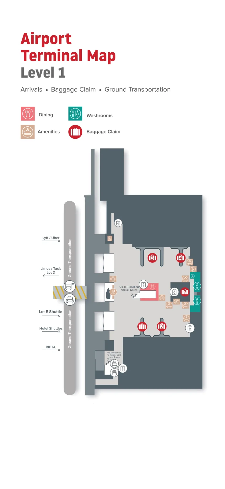 Theodore Francis Green State Airport Level 1 Arrivals Map 2026