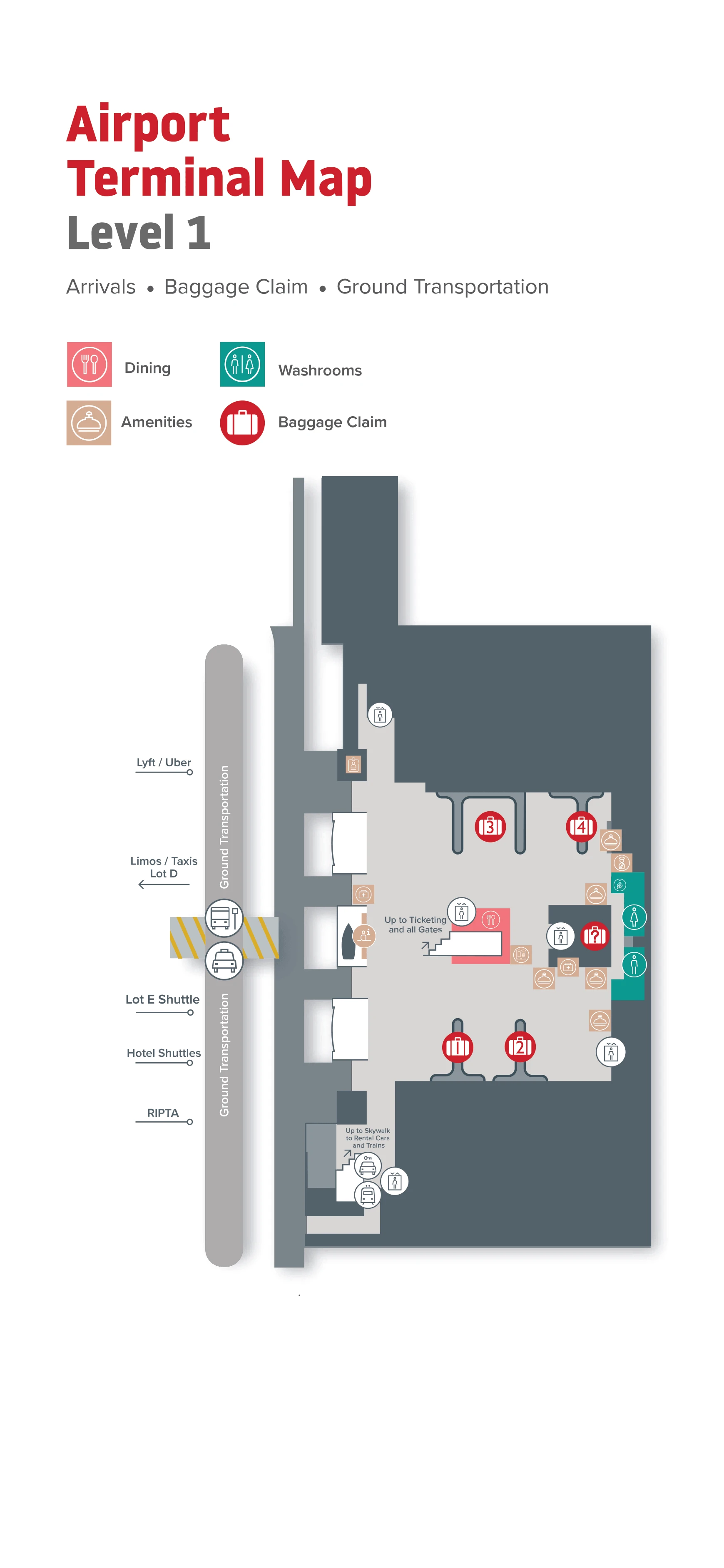 Theodore Francis Green State Airport Level 1 Arrivals Map 2026