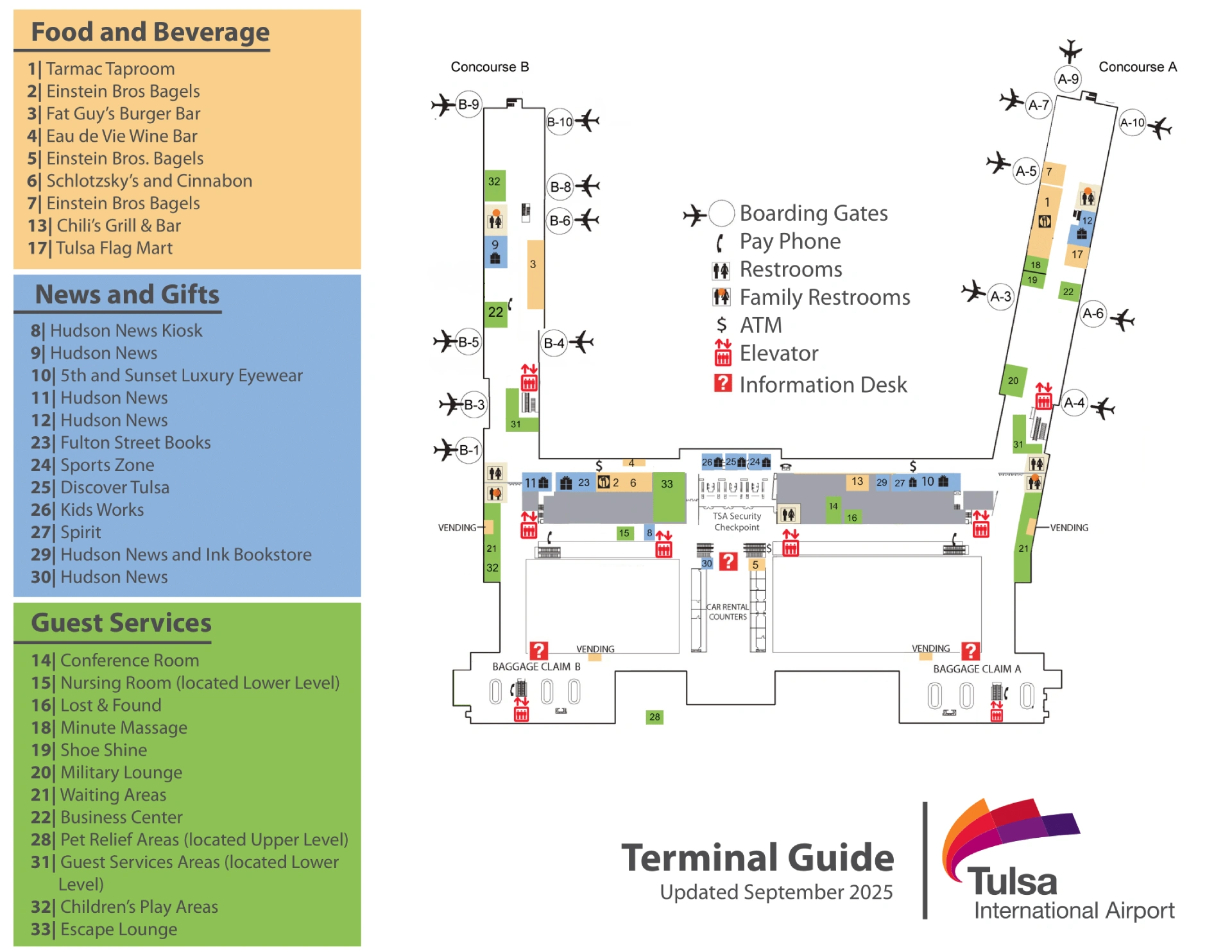 Tulsa International Airport Terminal Map 2025