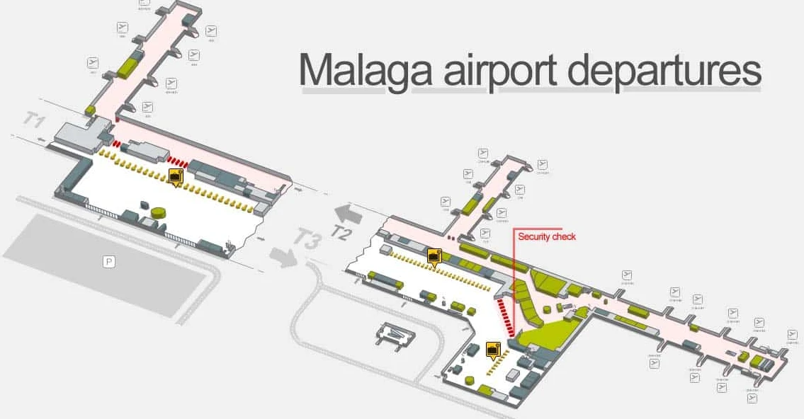 AGP Airport Terminal Departures Map 2024