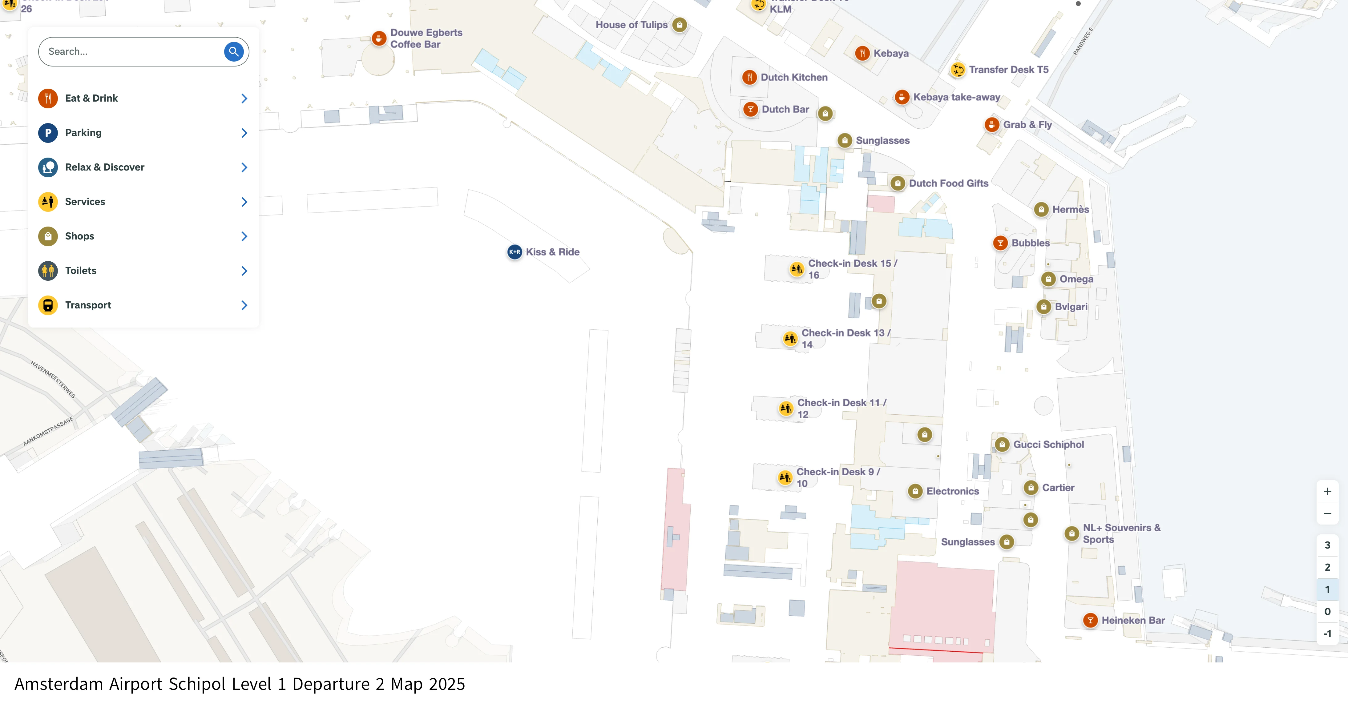 Amsterdam Airport Schipol Level 1 Departure 2 Map 2025