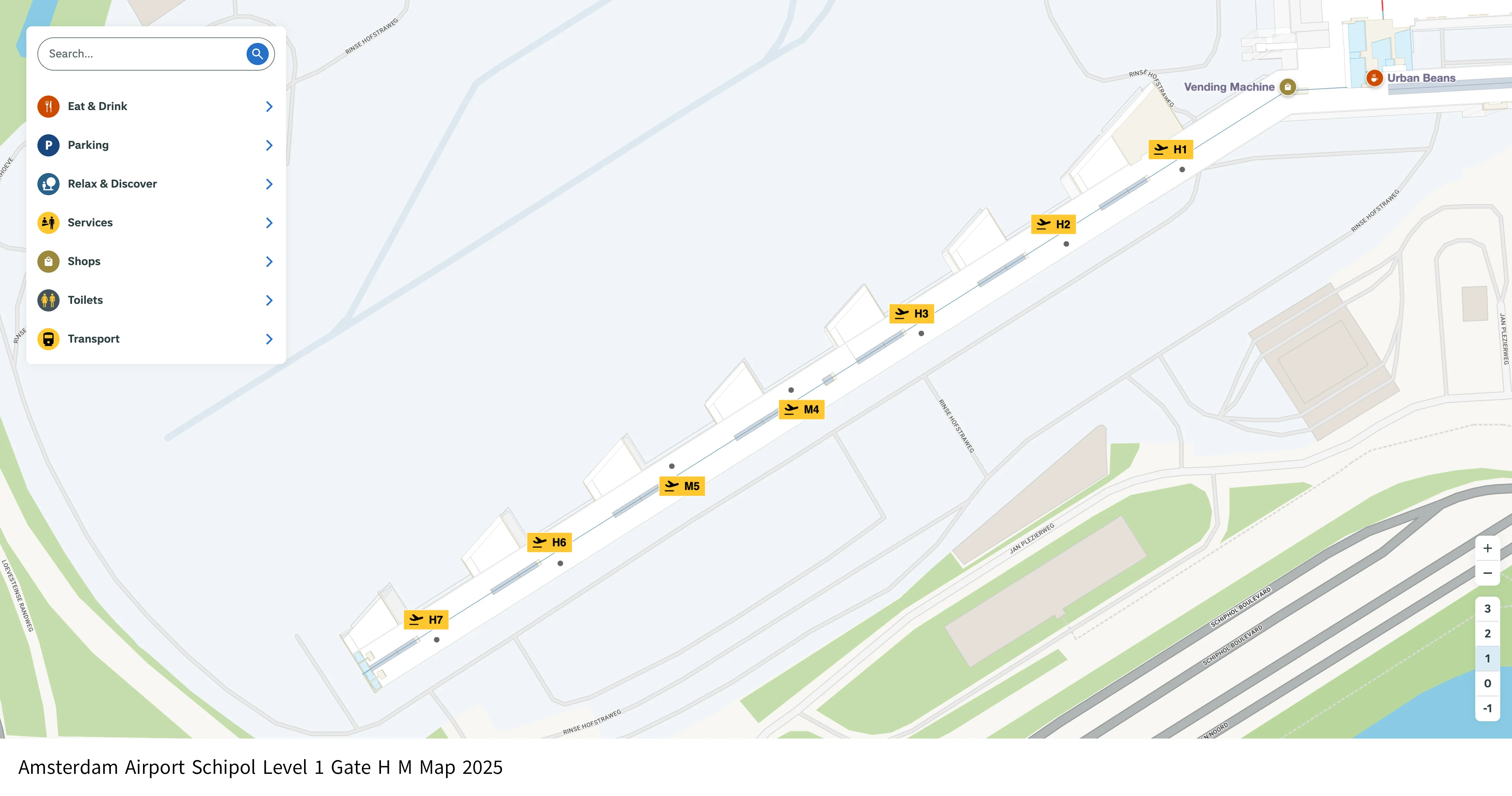 Amsterdam Airport Schipol Level 1 Gate H M Map 2025