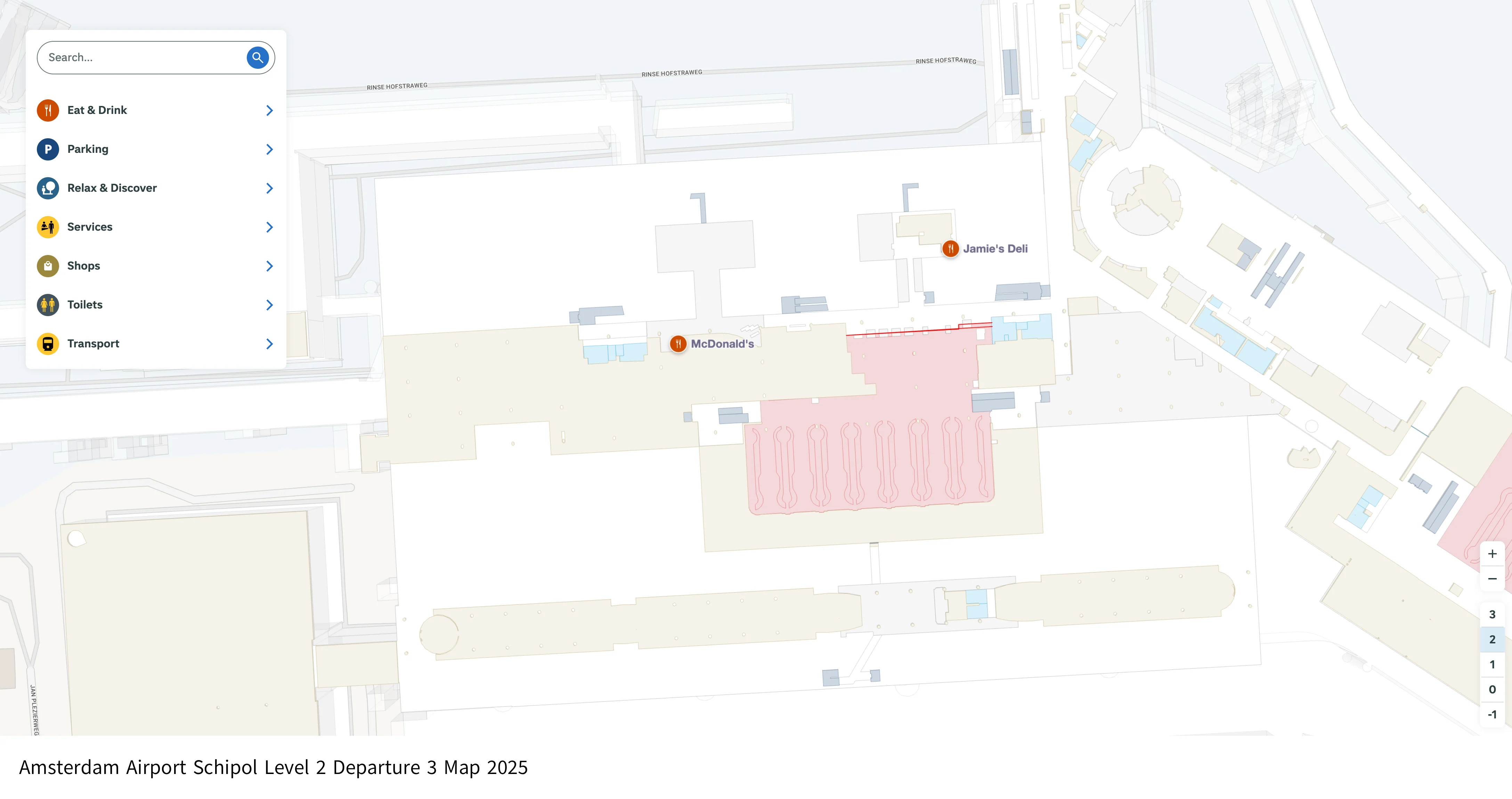 Amsterdam Airport Schipol Level 2 Departure 3 Map 2025