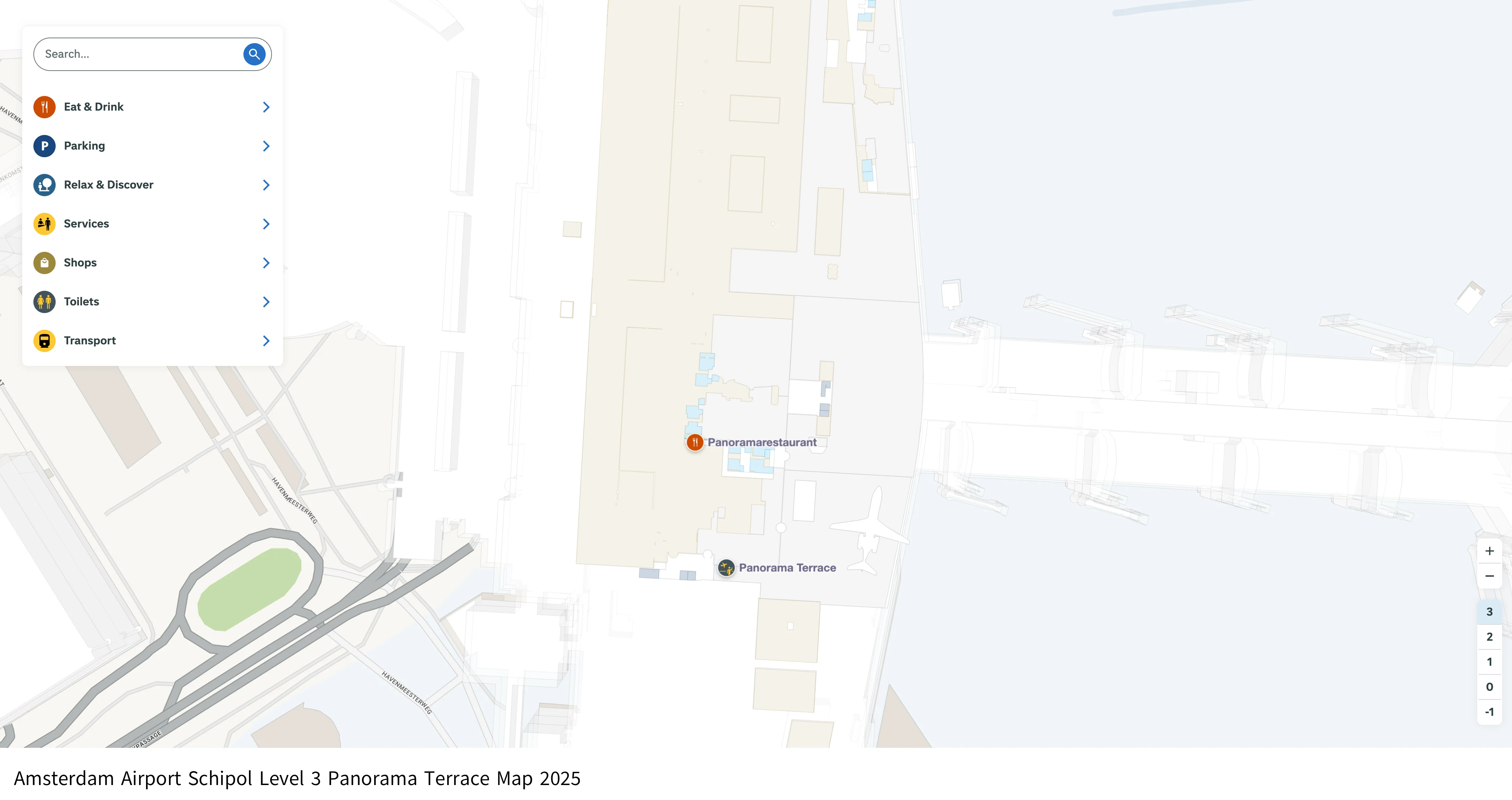 Amsterdam Airport Schipol Level 3 Panorama Terrace Map 2025