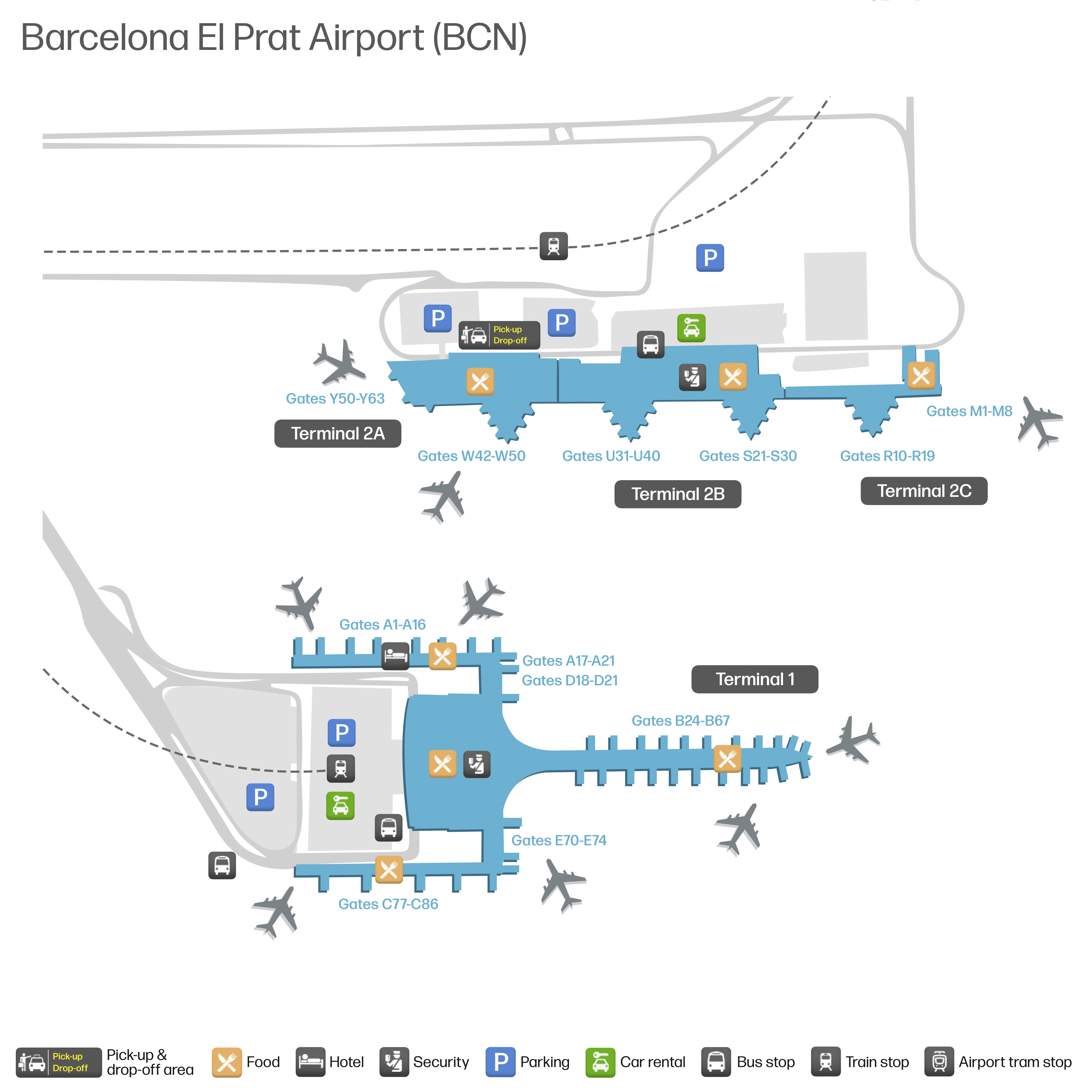 Barcelona-El Prat Airport Map 2025