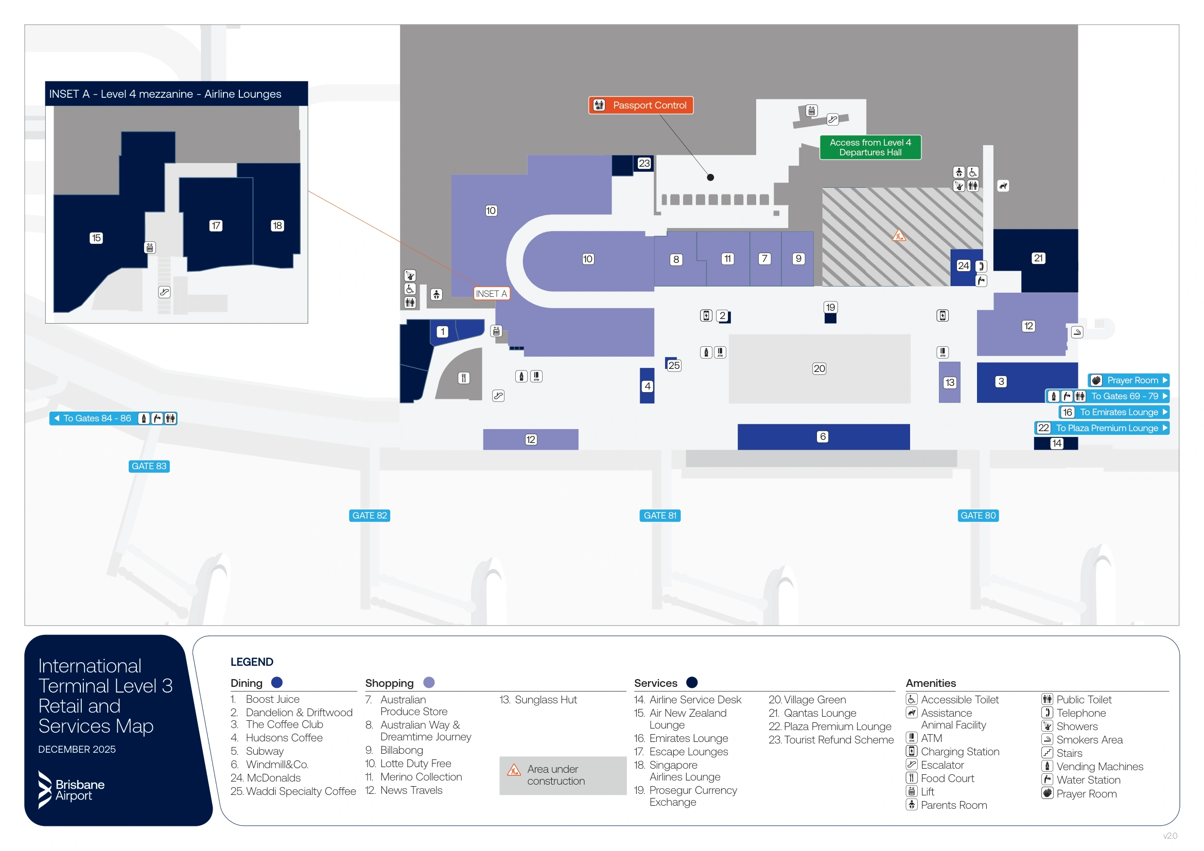 Brisbane International Airport International Terminal Level 3 Map 2025-2026