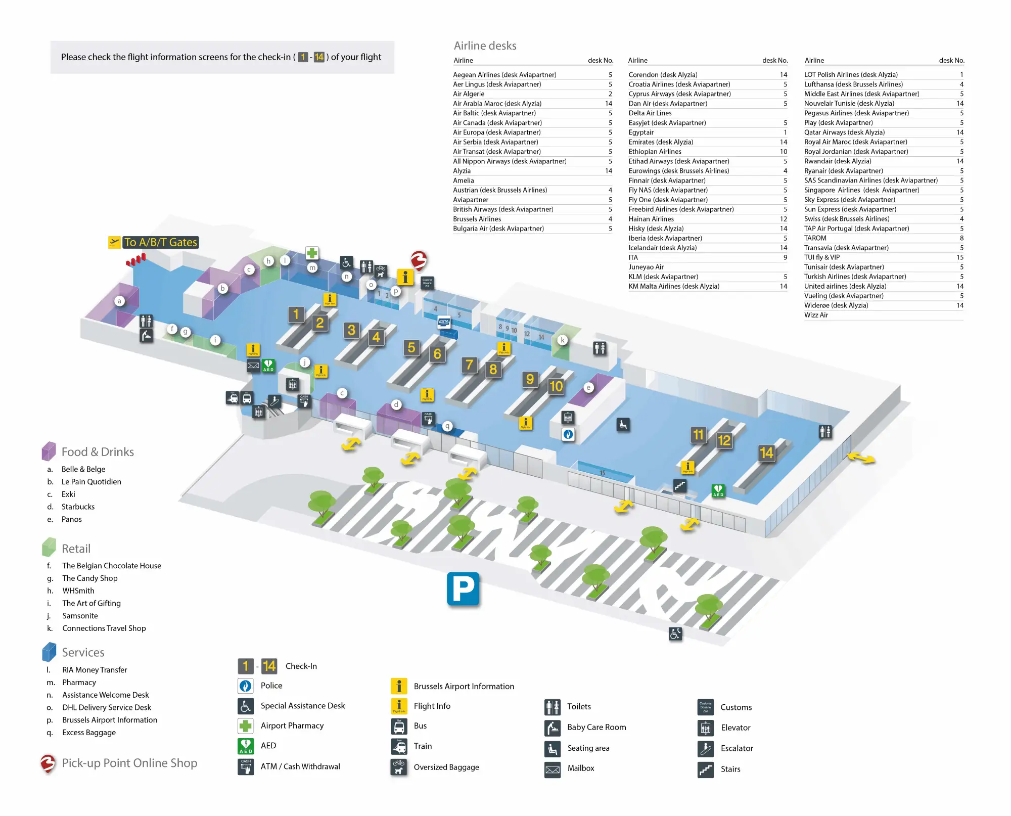 Brussels Airport Departures Hall Map 2025