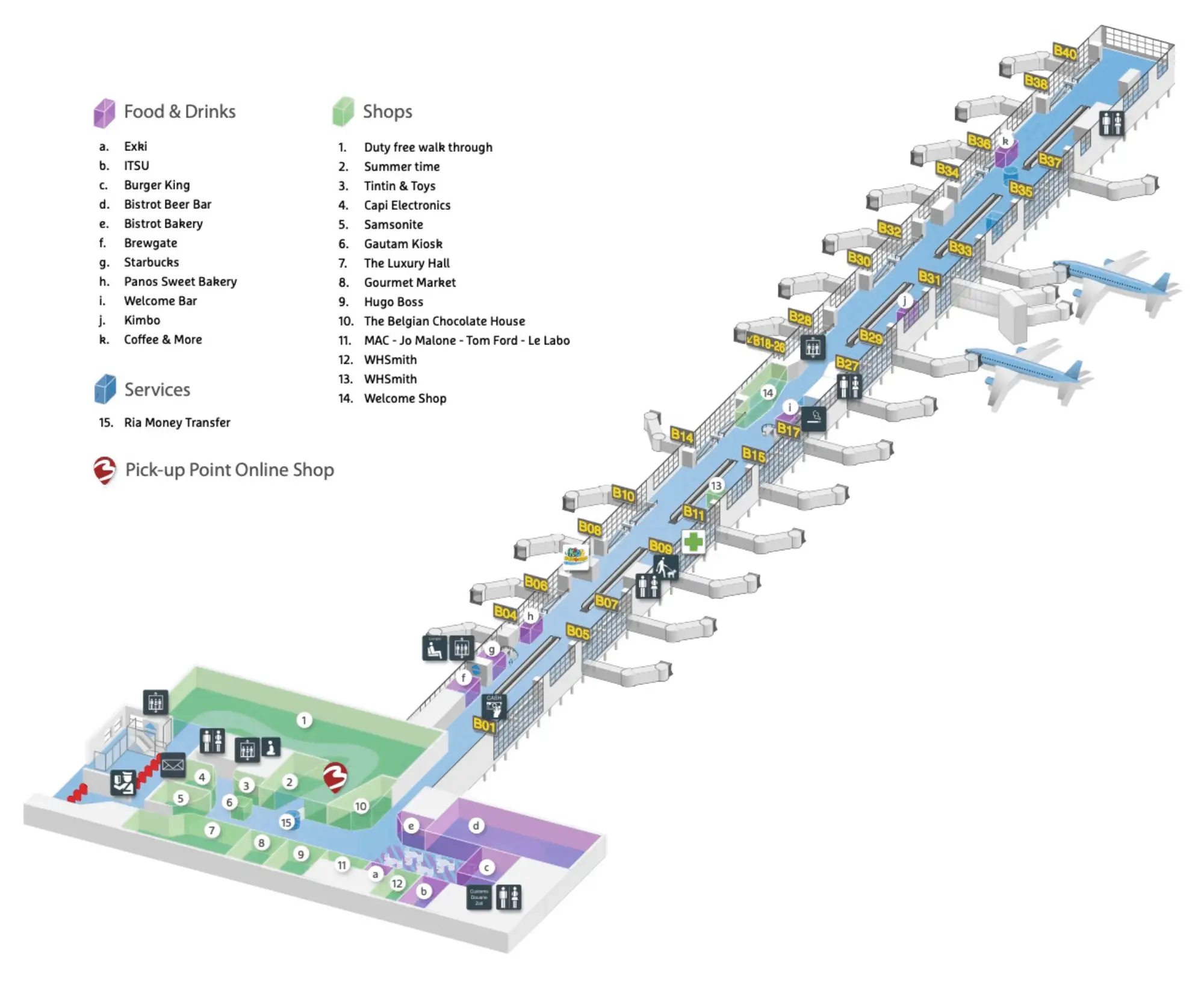 Brussels Airport Shop and Dine Gate B Map 2025