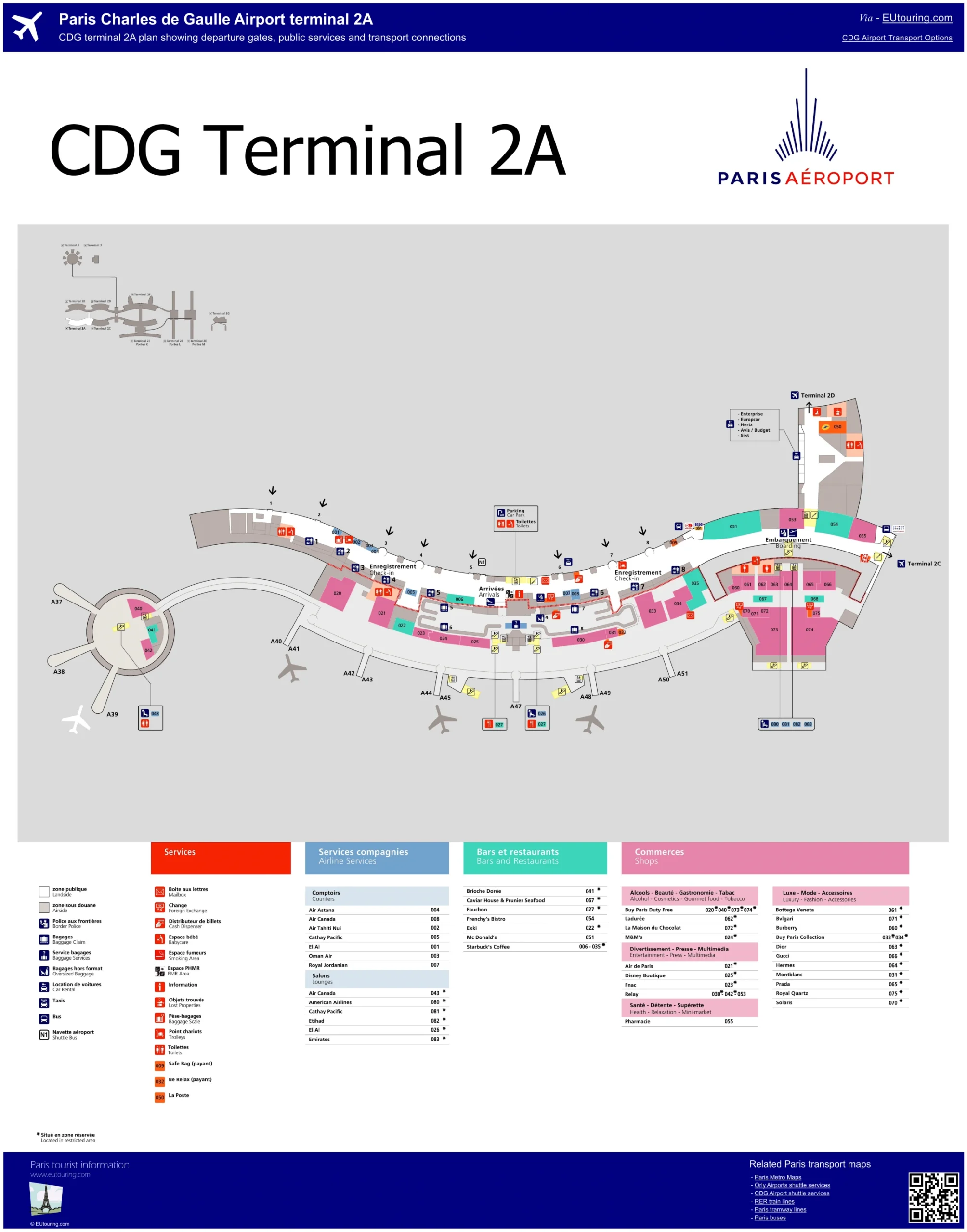 CDG Airport Terminal 2A Map 2024