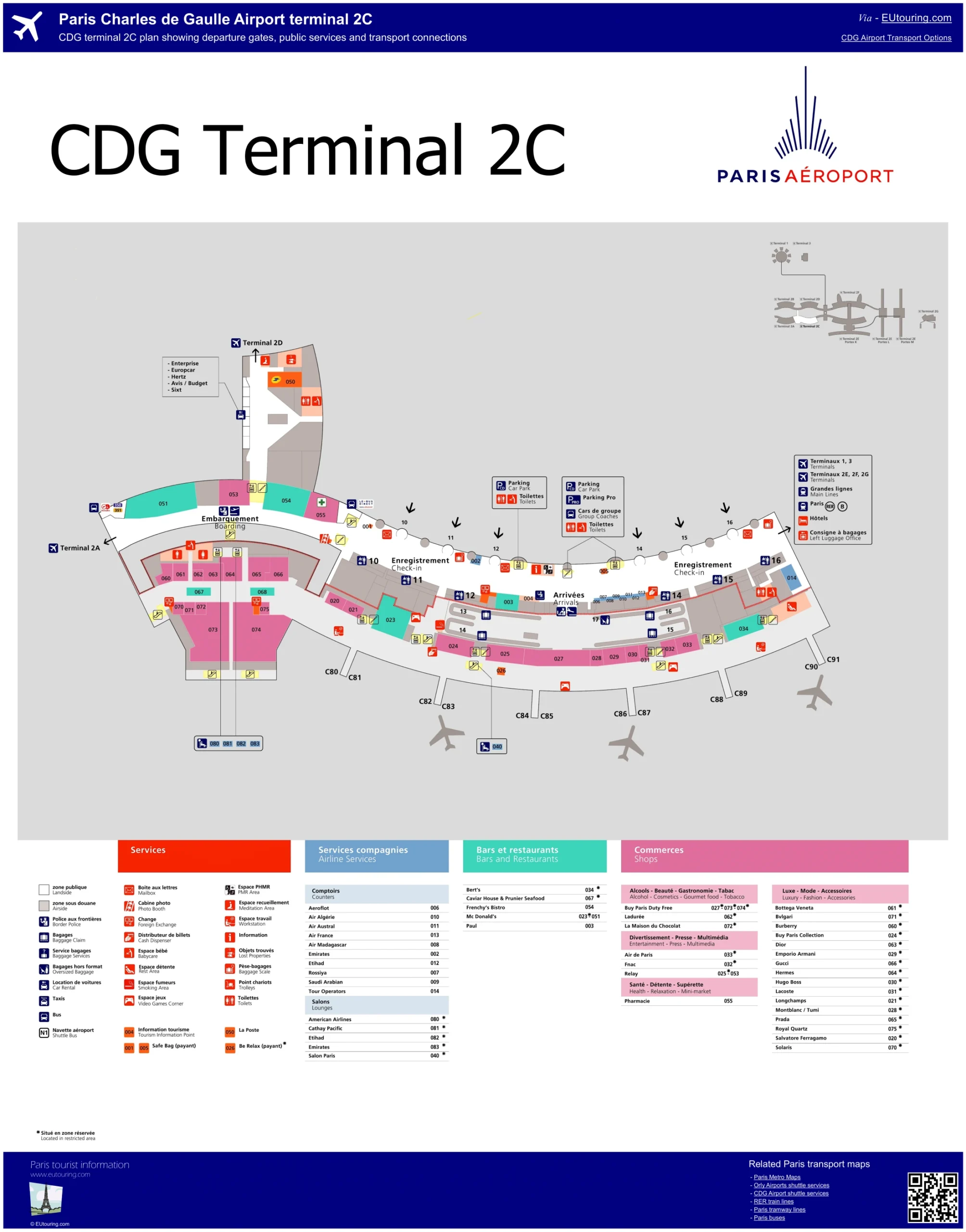 CDG Airport Terminal 2C Map 2024