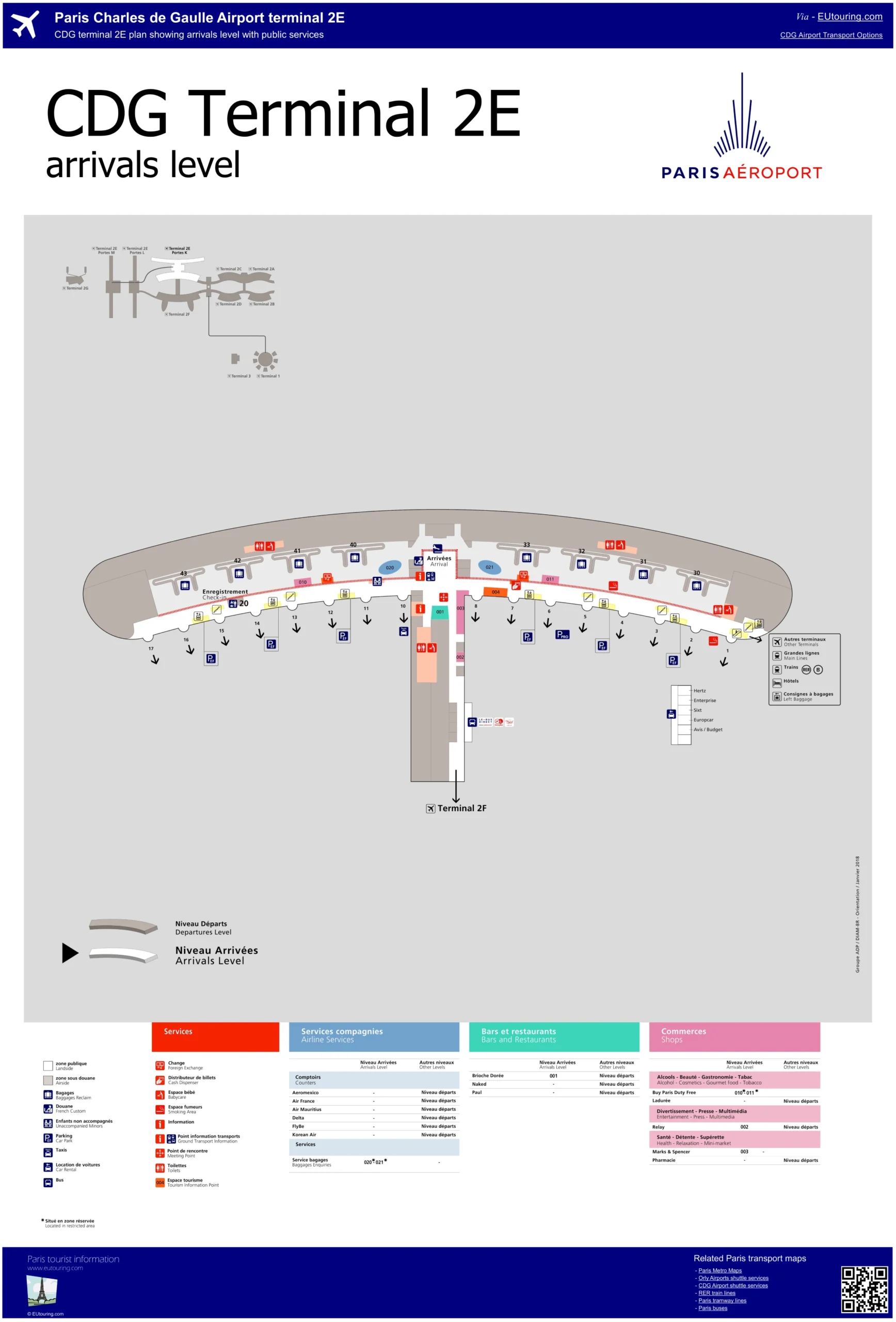 CDG Airport Terminal 2E Arrivals Map 2024