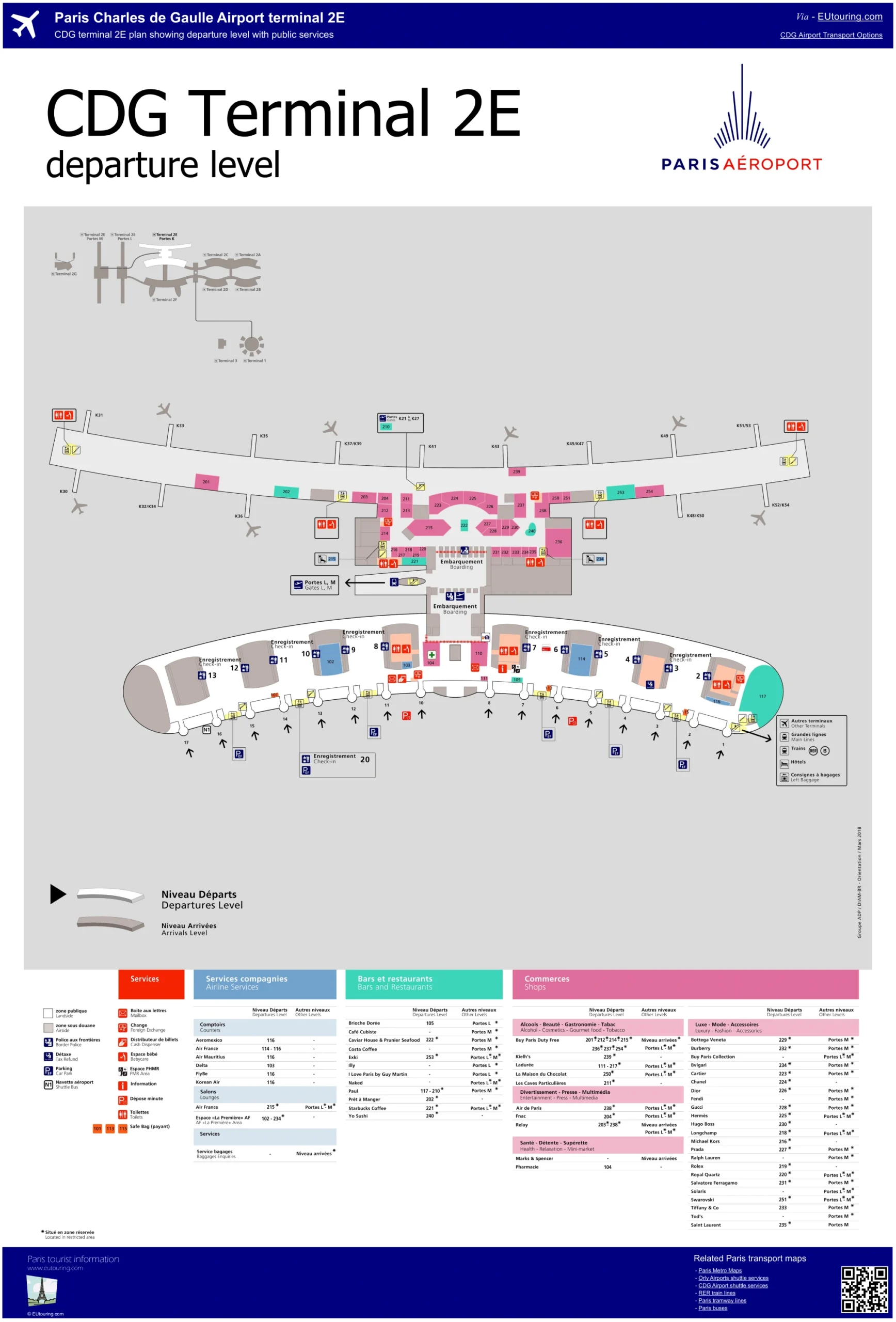 CDG Airport Terminal 2E Departure Map 2024