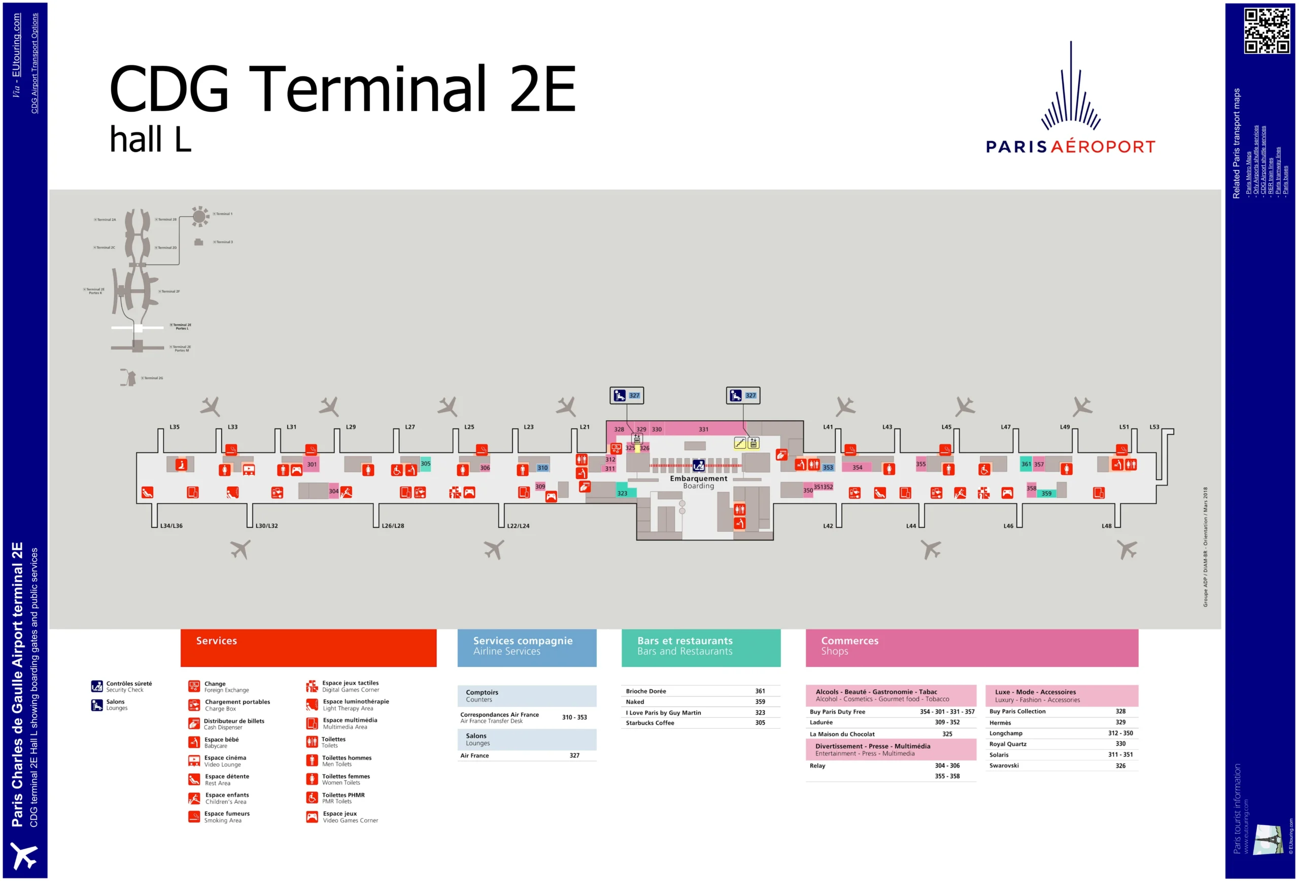 CDG Airport Terminal 2E Hall L Map 2024