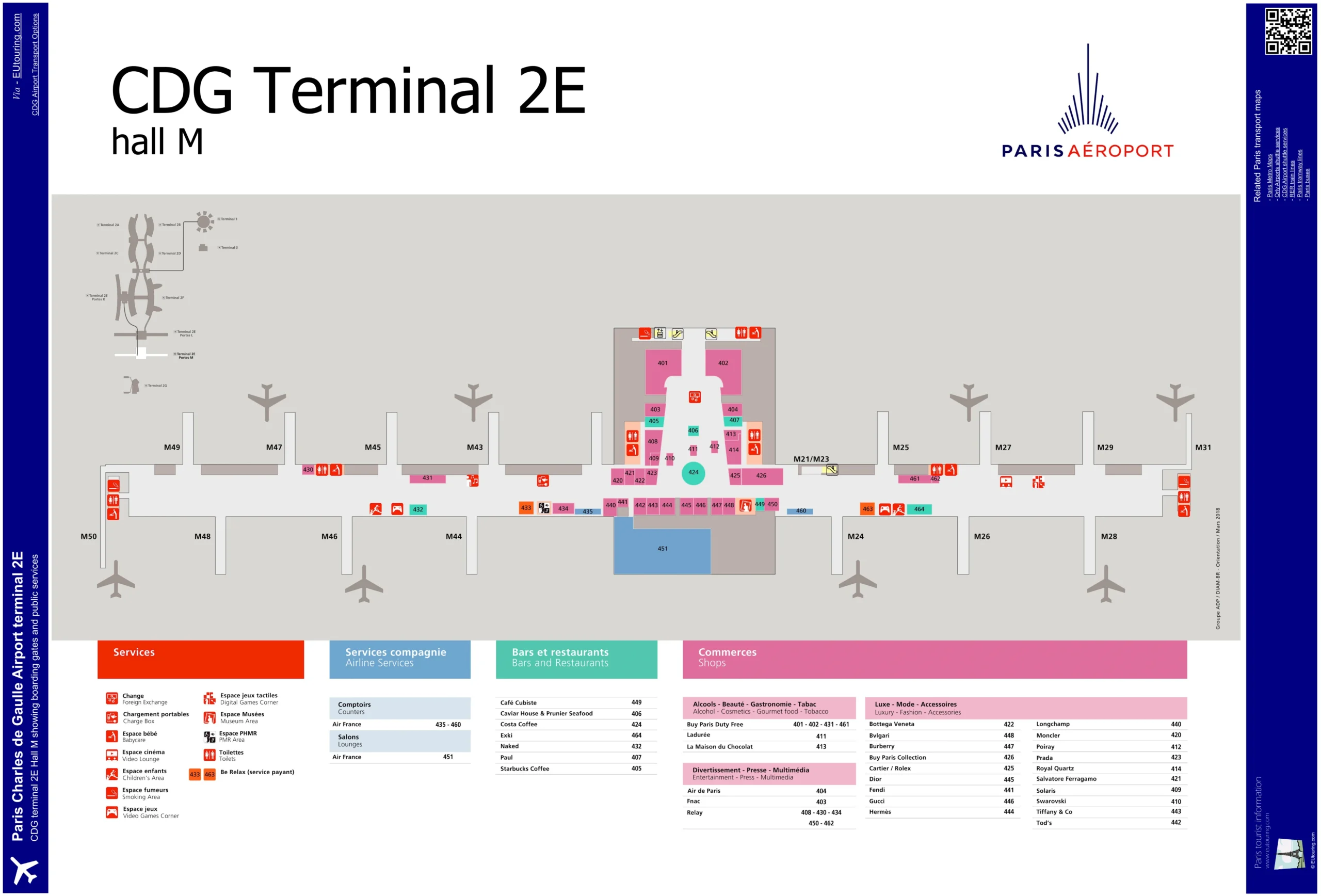 CDG Airport Terminal 2E Hall M Map 2024