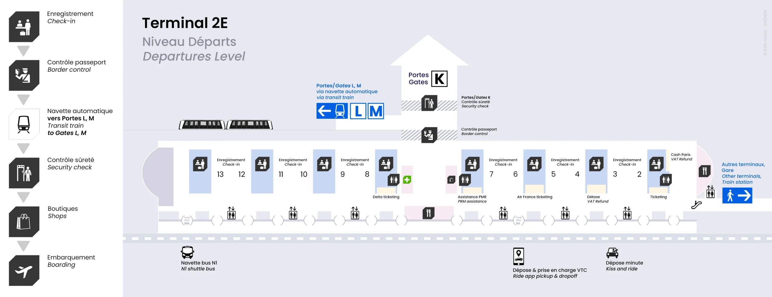 Charles de Gaulle Airport Terminal 2E Departure Map 2025