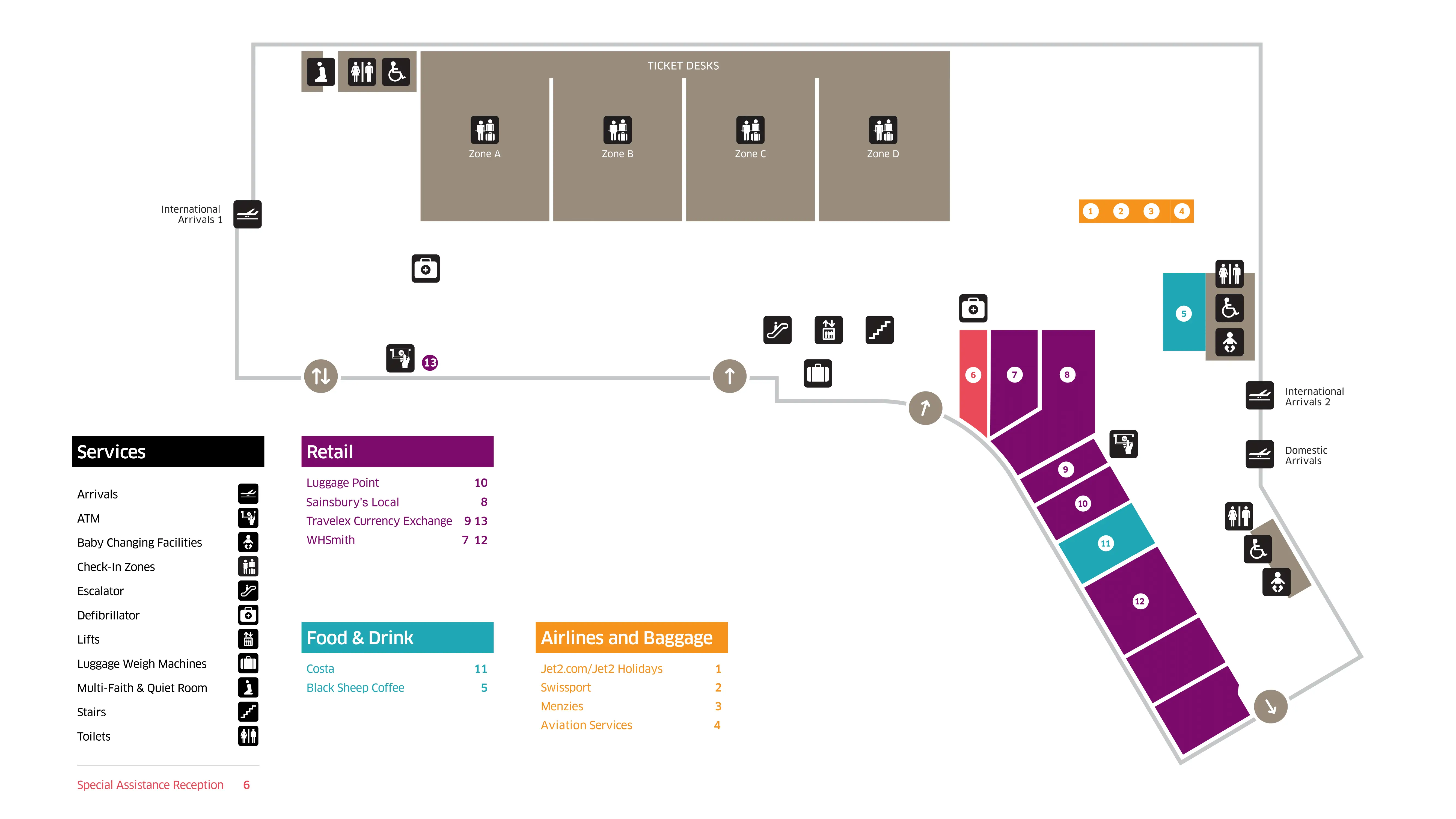 Edinburgh Airport Before Security Map 2025