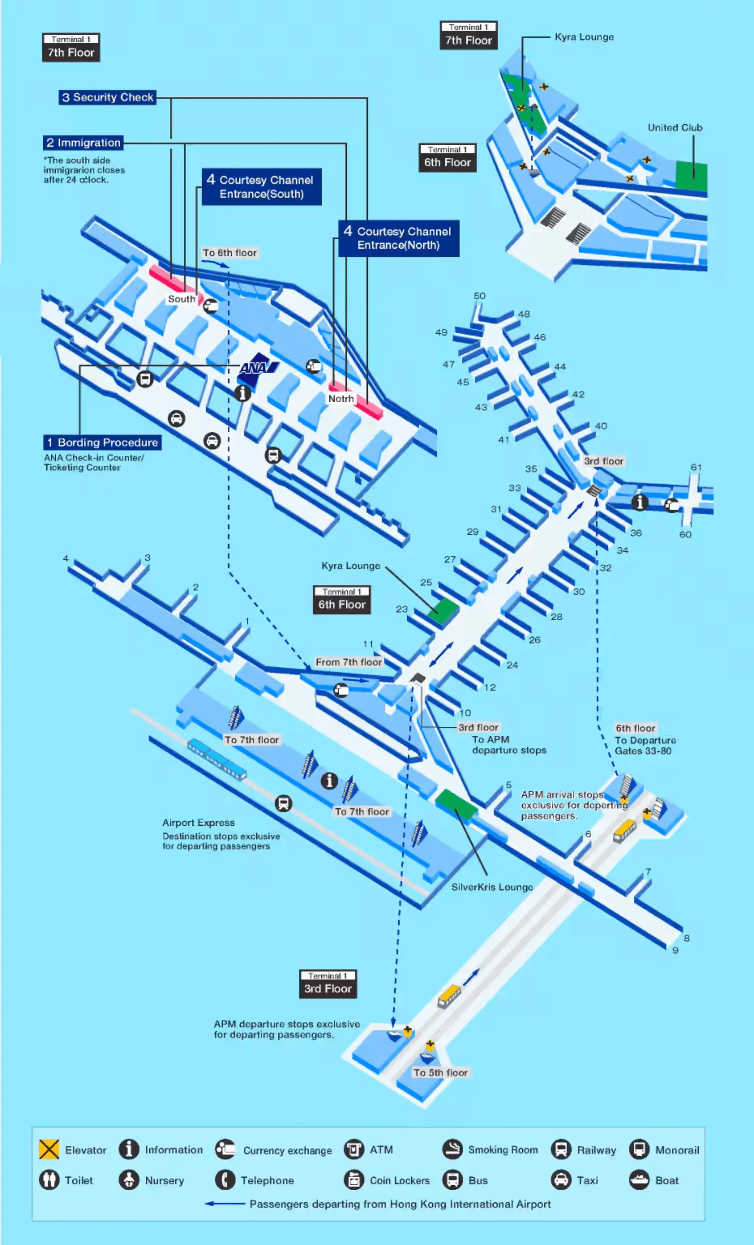 Hong Kong International Airport Departure Map 2025