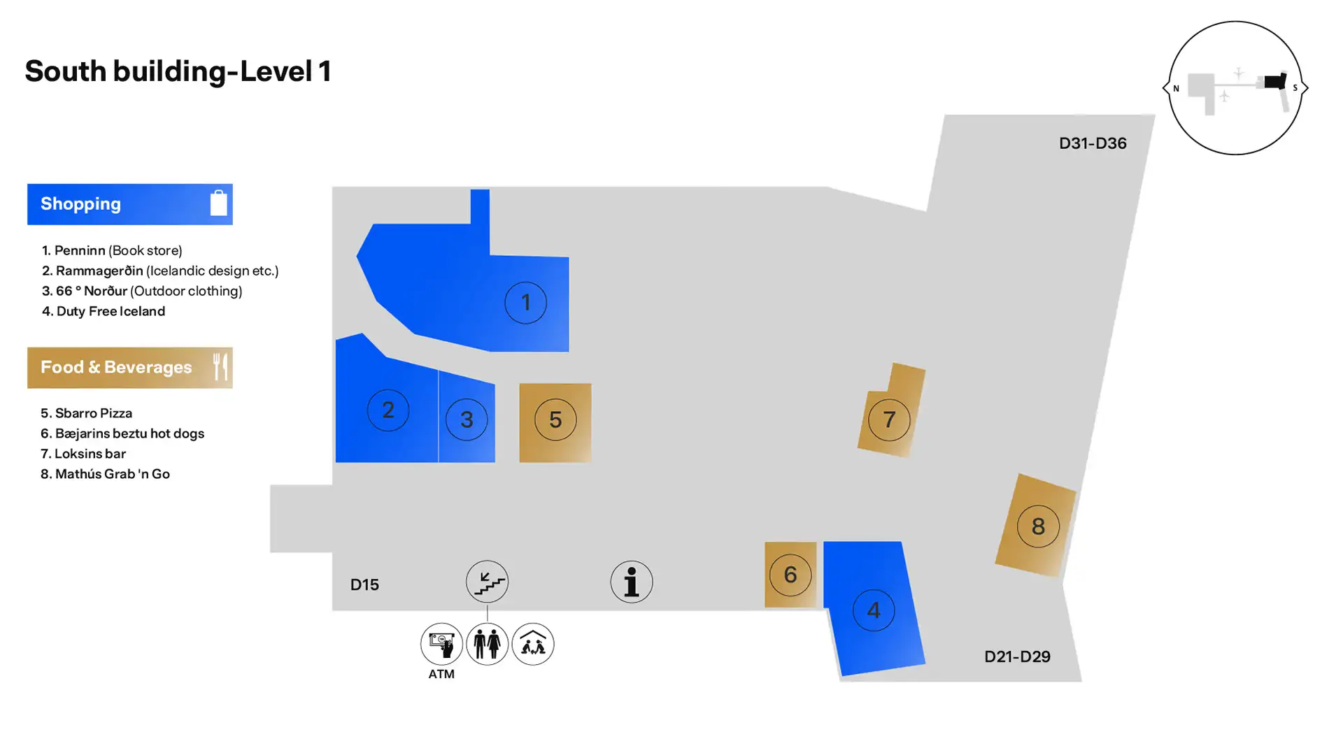 Keflavik International Airport South Building Level 1 Map 2025