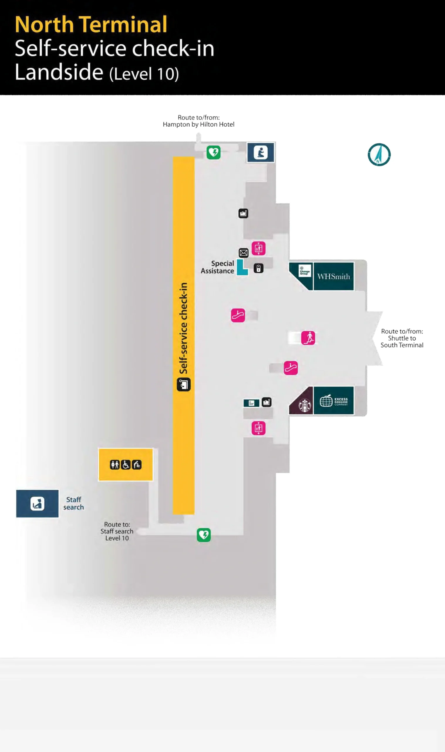 LGW Airport Terminal - North Terminal Self Service Check-In Landside Map 2024